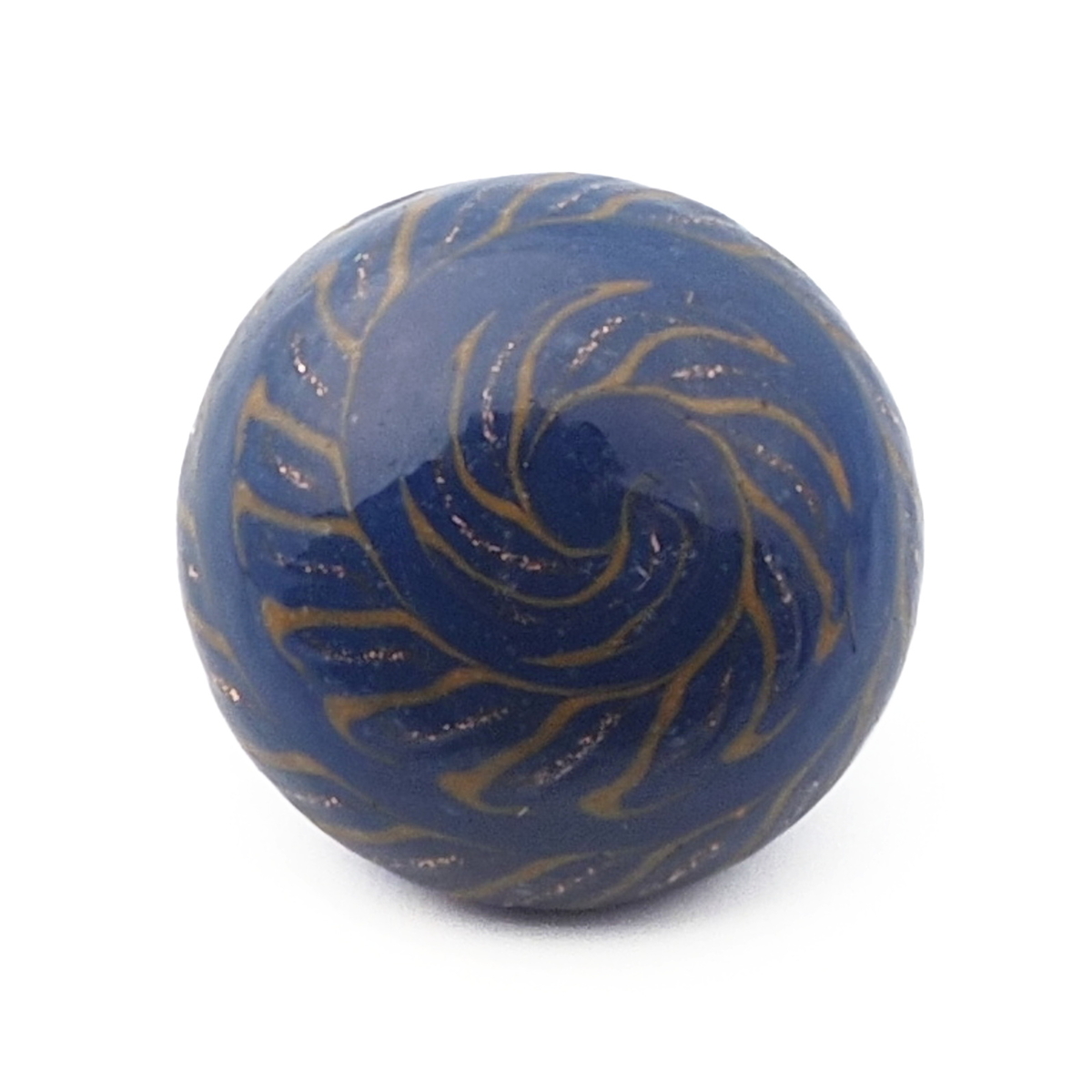 Antique Czech aventurine gold orange blue spiral micro lampwork glass button 13mm