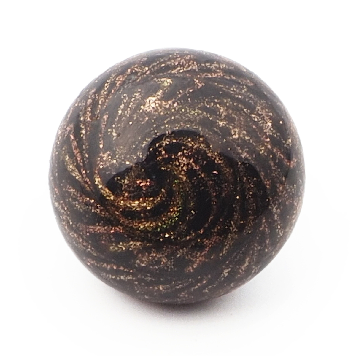 Antique Czech aventurine gold spiral micro lampwork glass button 13mm