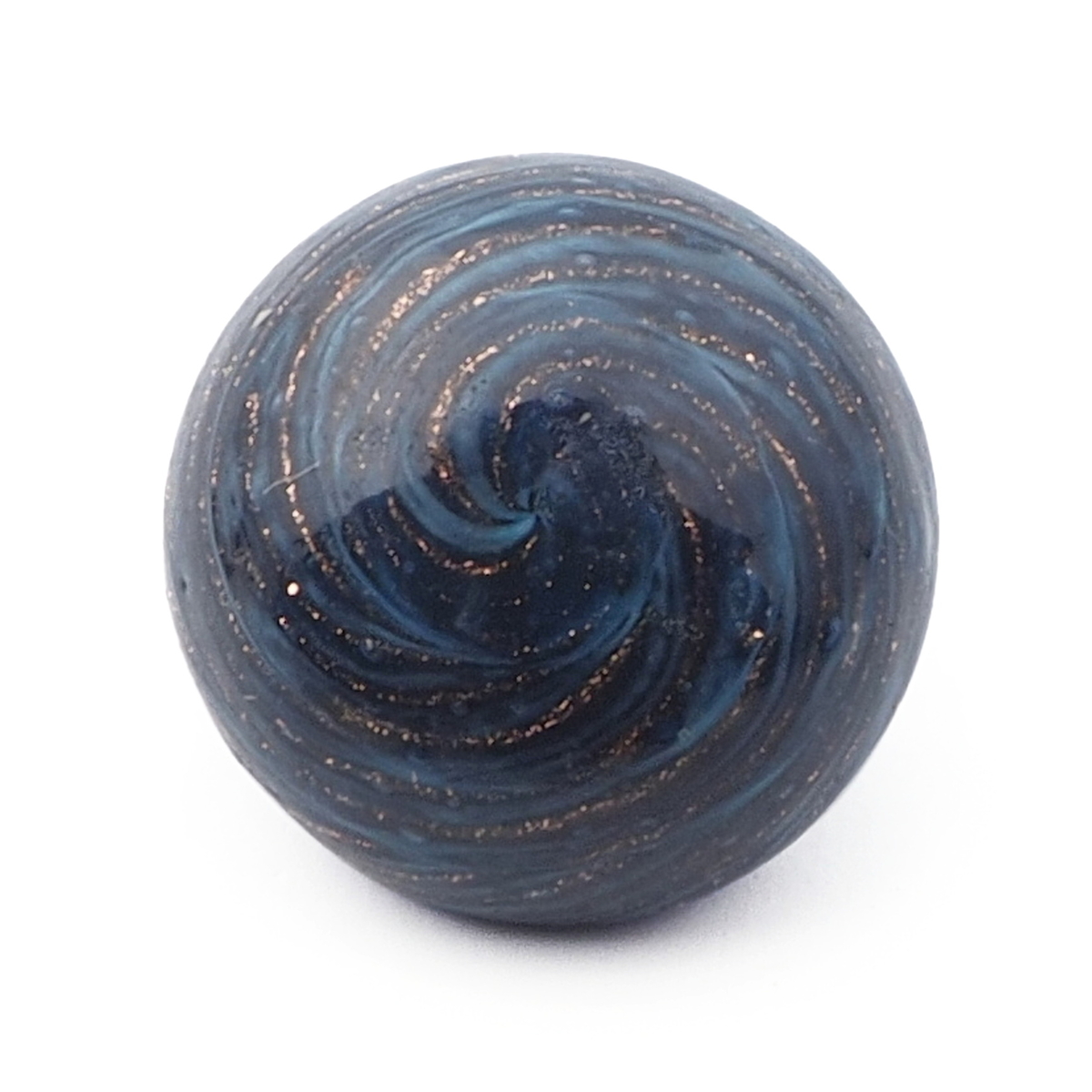 Antique Czech aventurine gold blue spiral swirl micro lampwork glass button 13mm