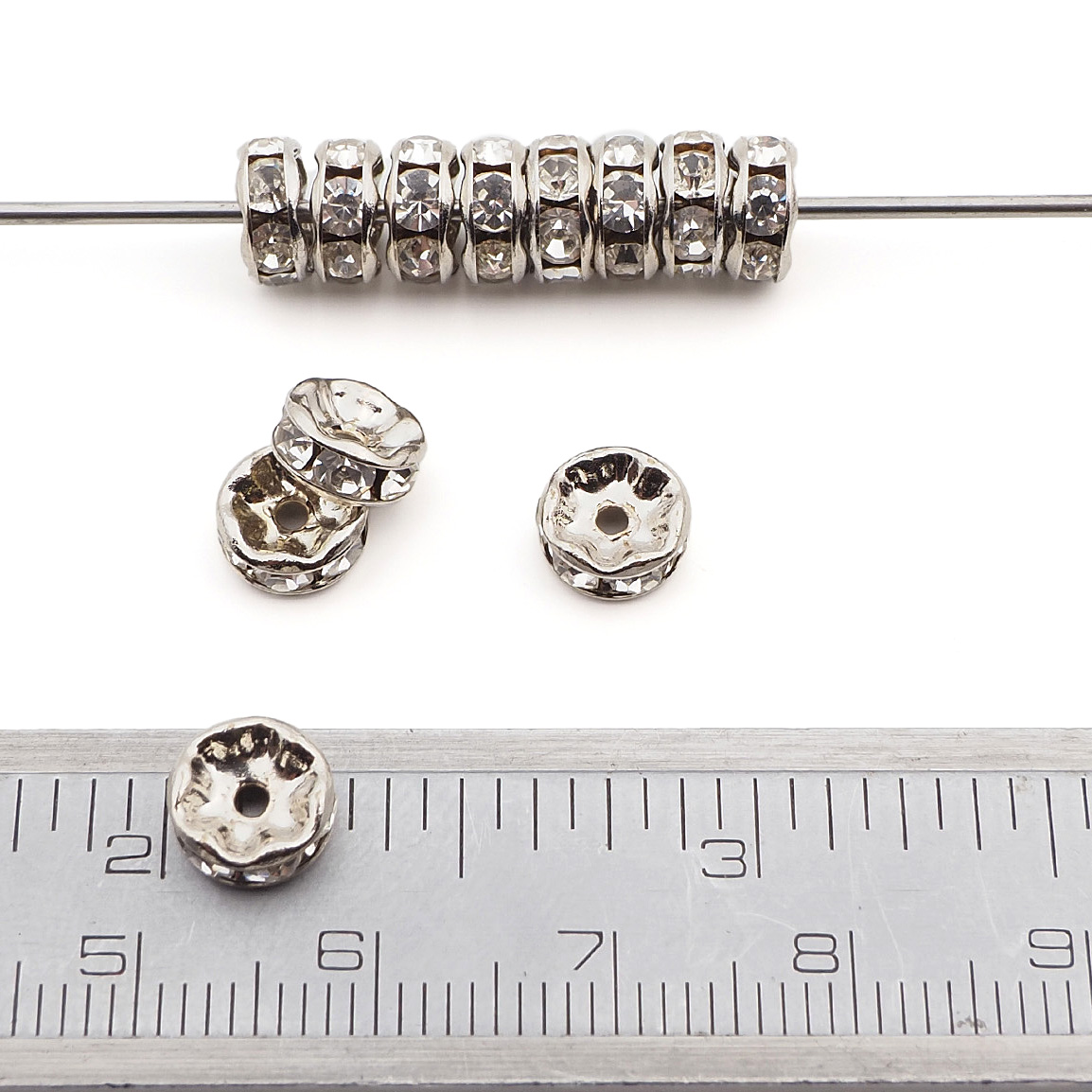 Lot 144 pcs 9mm Vintage Premium Czech Preciosa Crystal silver plate Rhinestone Rondelles jewelry supplies spacers beads