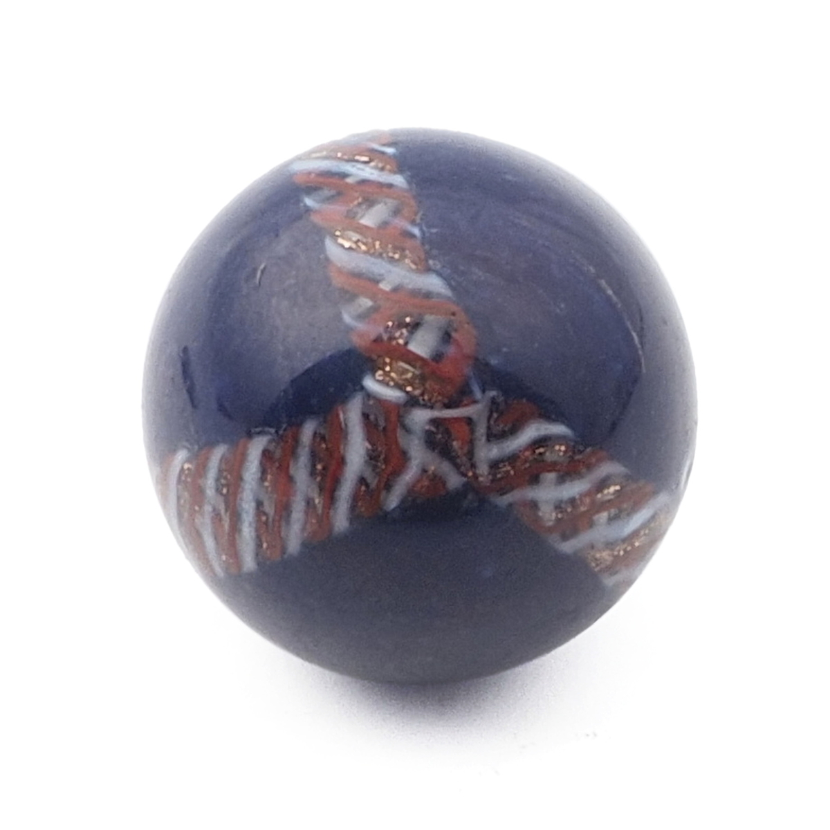 Antique Czech aventurine gold blue filigree spiral micro lampwork ball glass button 13mm