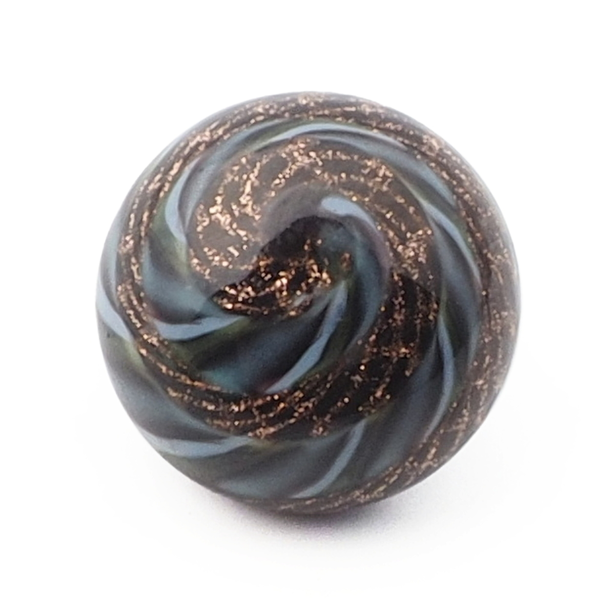 Antique Czech aventurine gold multicolor spiral micro lampwork glass button 14mm
