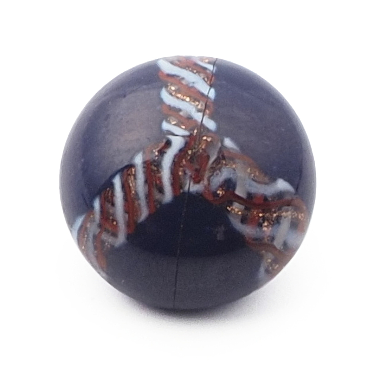 Antique Czech filigree aventurine spiral blue micro lampwork glass button 13mm