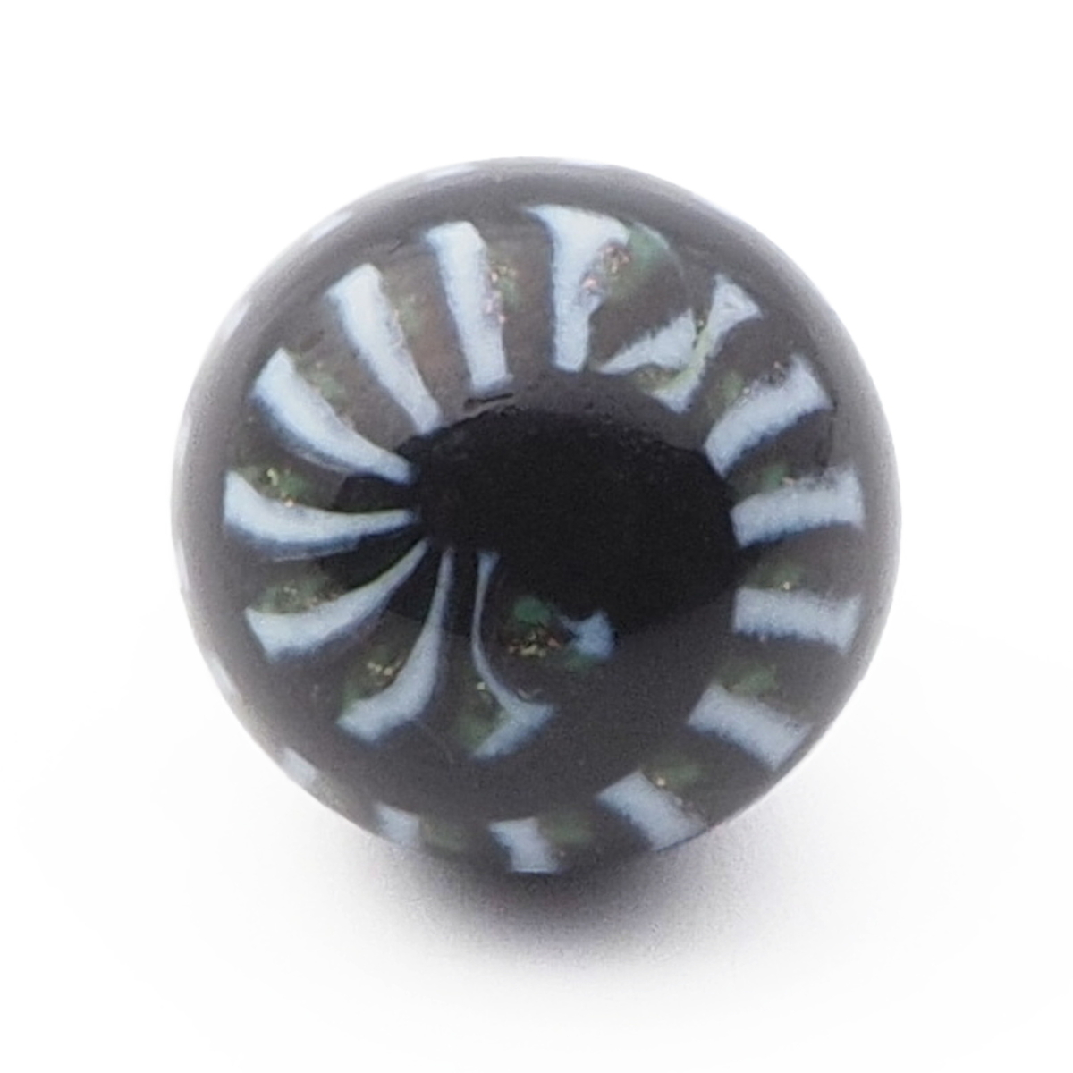 Antique Czech multicolor filigree spiral black micro lampwork ball glass button 12mm