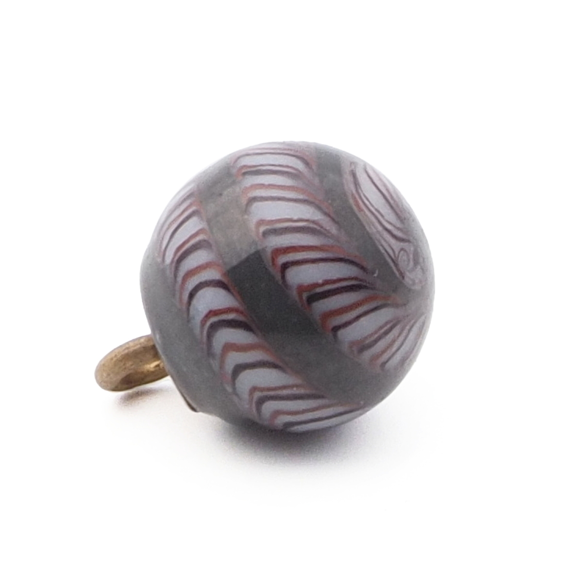 Antique Czech multicolor filigree spiral micro lampwork ball glass button 12mm