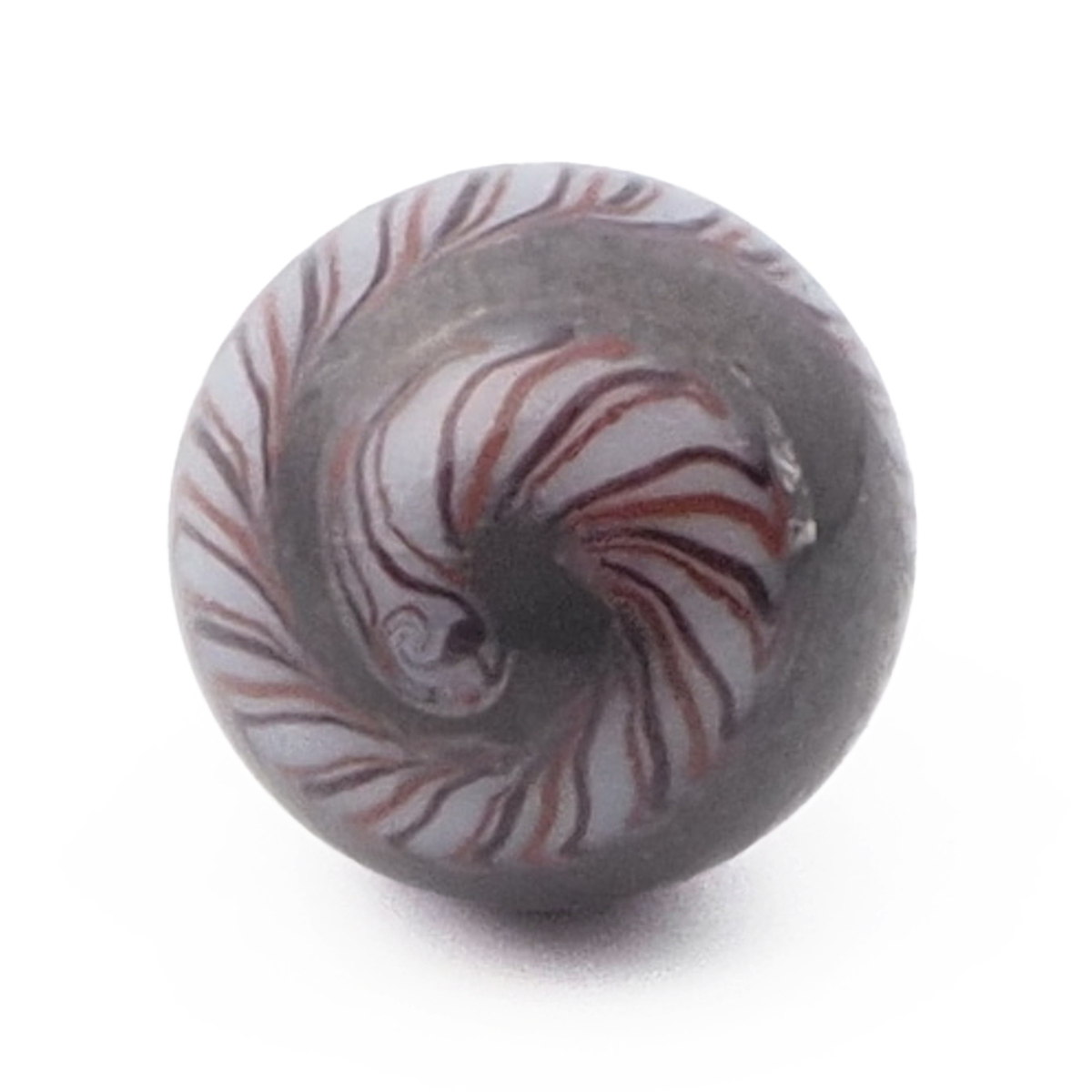 Antique Czech multicolor filigree spiral micro lampwork ball glass button 12mm