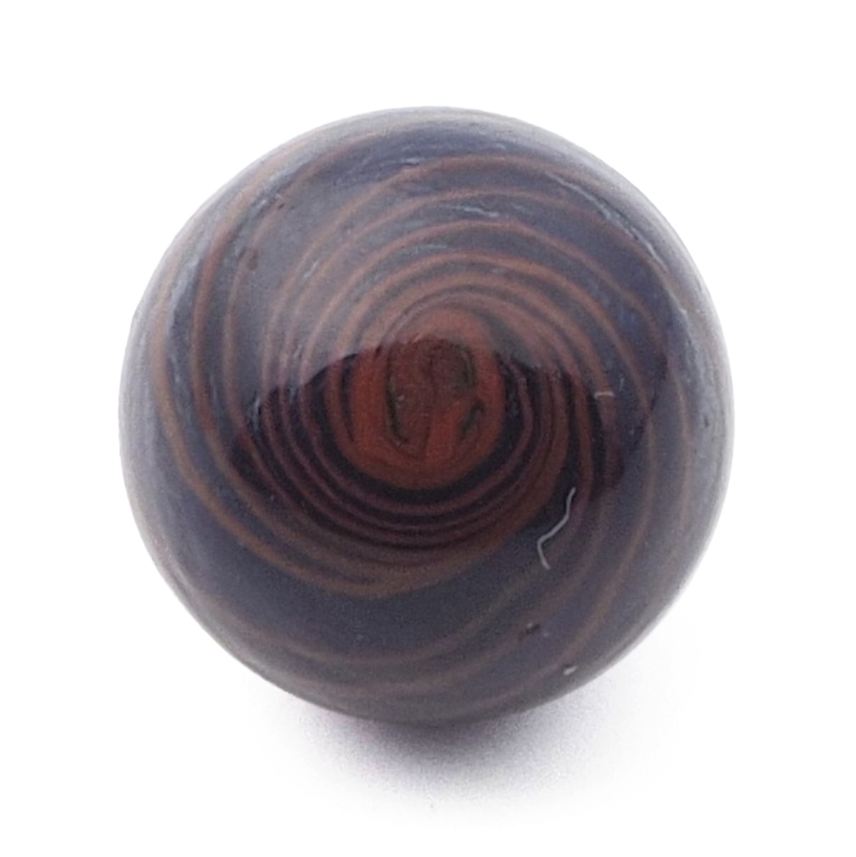 Antique Czech blue bicolor spiral micro lampwork ball glass button 12mm