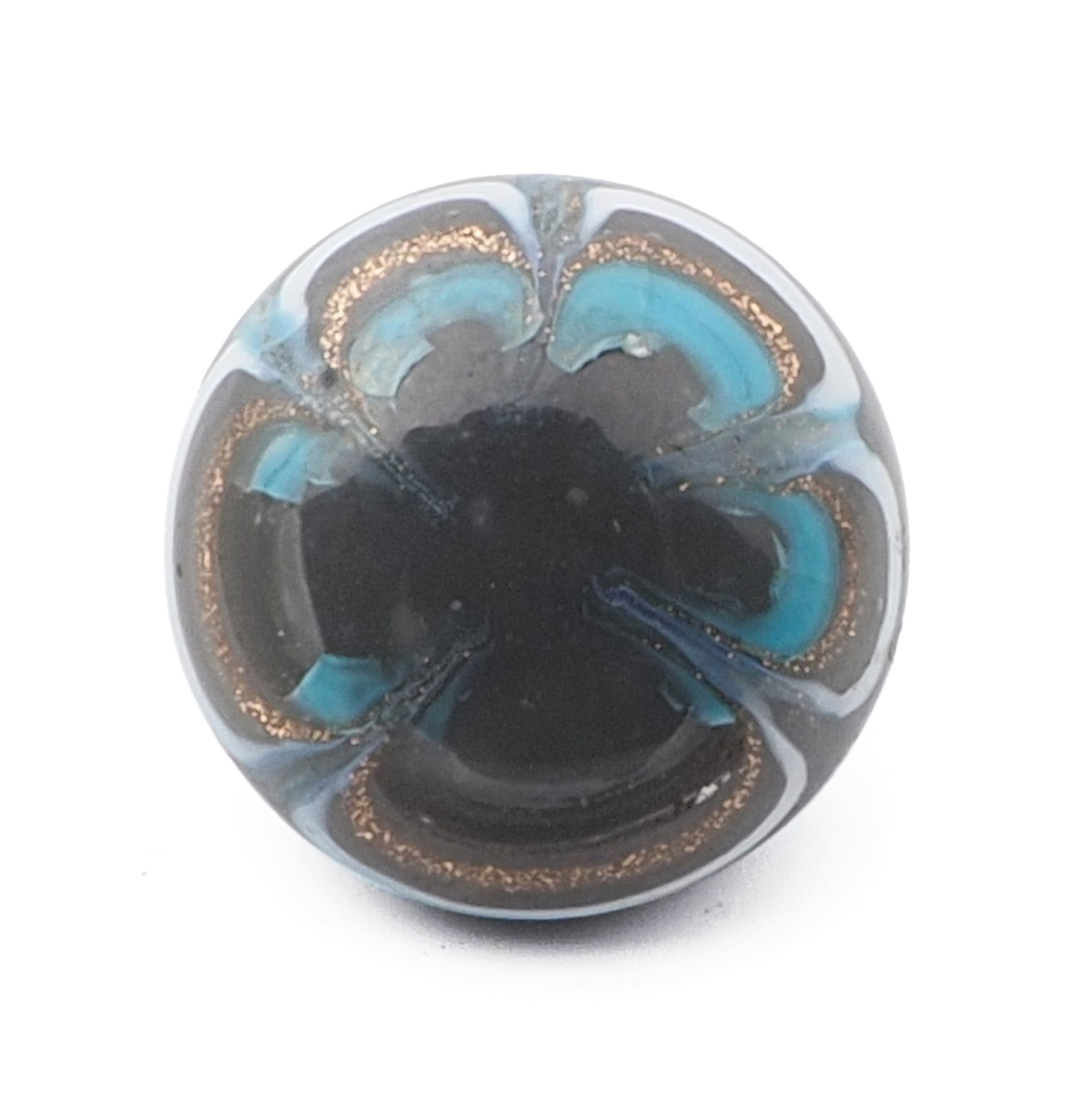 Antique Czech multicolor aventurine gold micro lampwork flower glass button 13mm