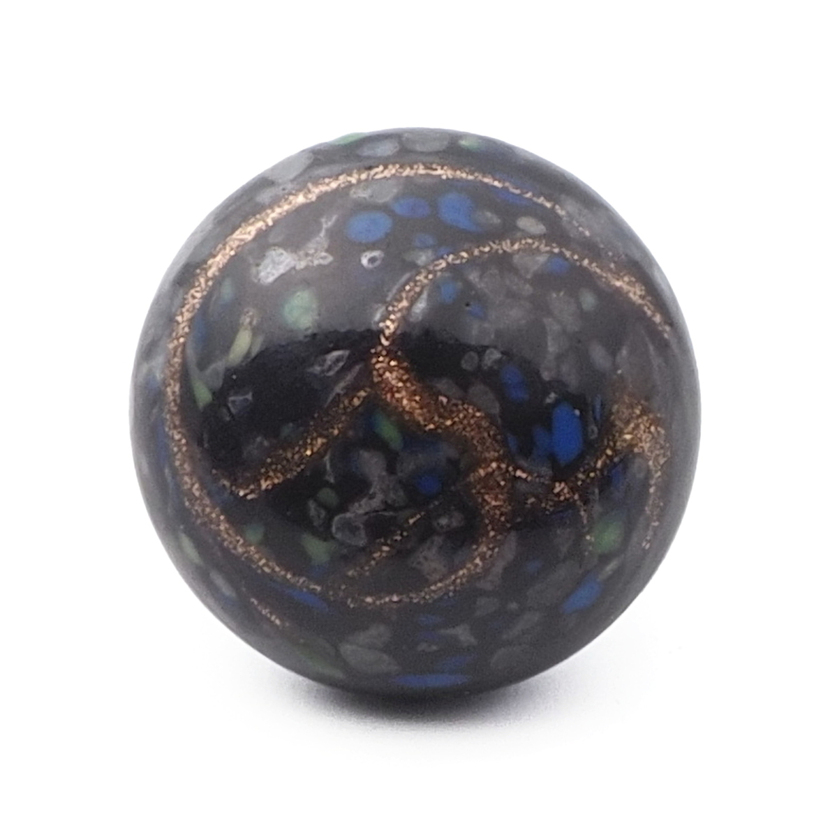 Antique Czech multicolor aventurine gold micro lampwork glass button 13mm