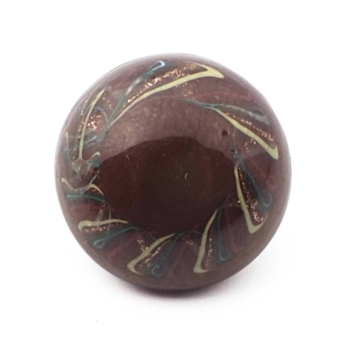 Antique Czech filigree spiral striped aventurine micro lampwork glass button 13mm