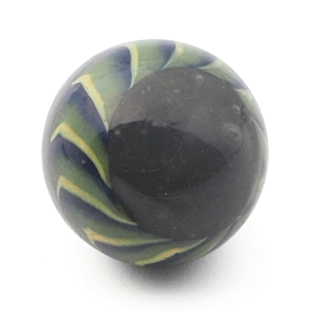 Antique Czech multicolor chevron striped micro lampwork ball glass button 12mm