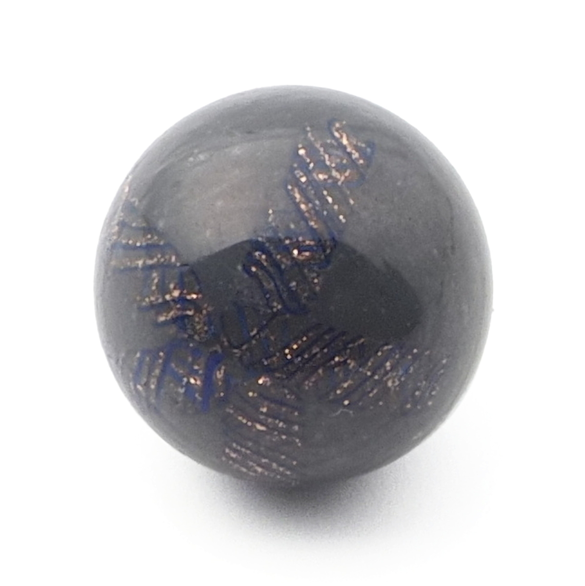 Antique Czech blue gold filigree spiral micro lampwork ball glass button 12mm
