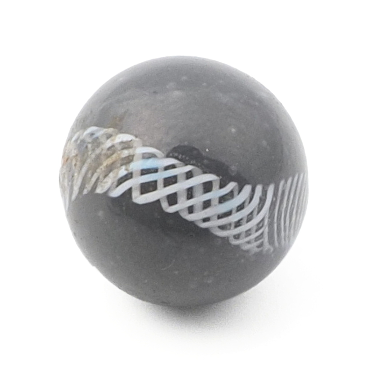Antique Czech white filigree spiral micro lampwork ball glass button 12mm