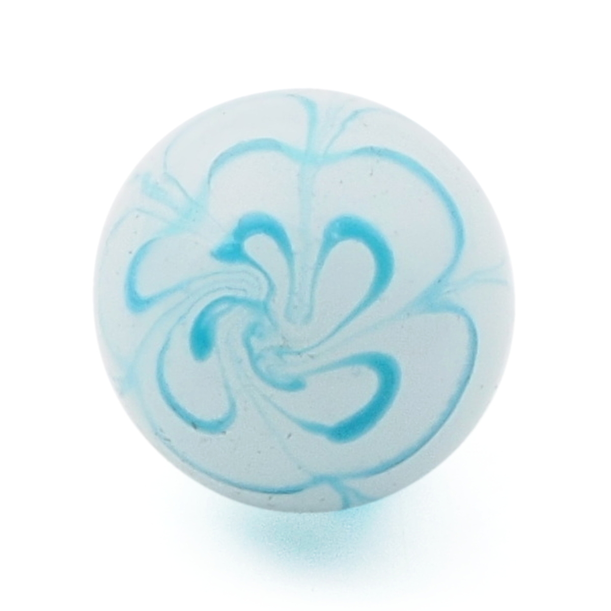 Antique Czech blue swirl white opaline micro lampwork ball glass button 11mm