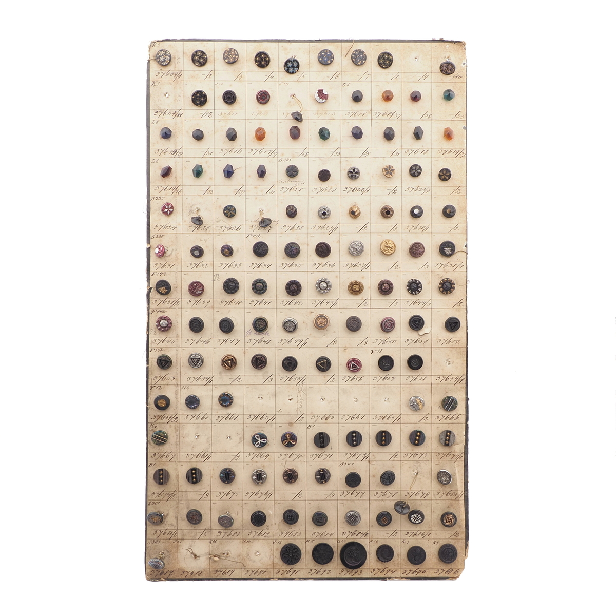 Sample card (127) Czech antique glass buttons 