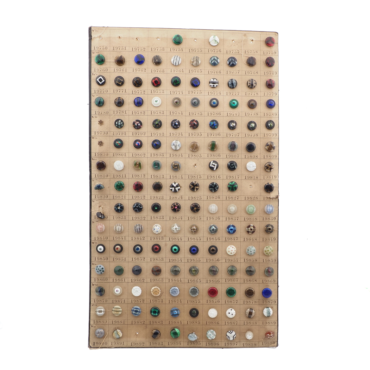 Sample card (136) Czech antique lampwork glass buttons rosette shank