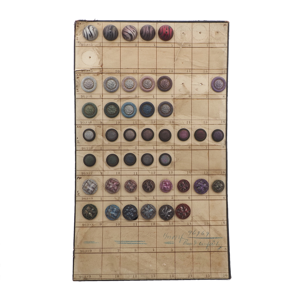 1911 Sample card (43) Czech antique glass buttons fabric effect black