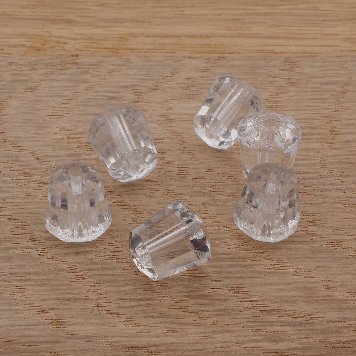 Lot (6) Czech antique cone faceted crystal clear glass beads 10mm