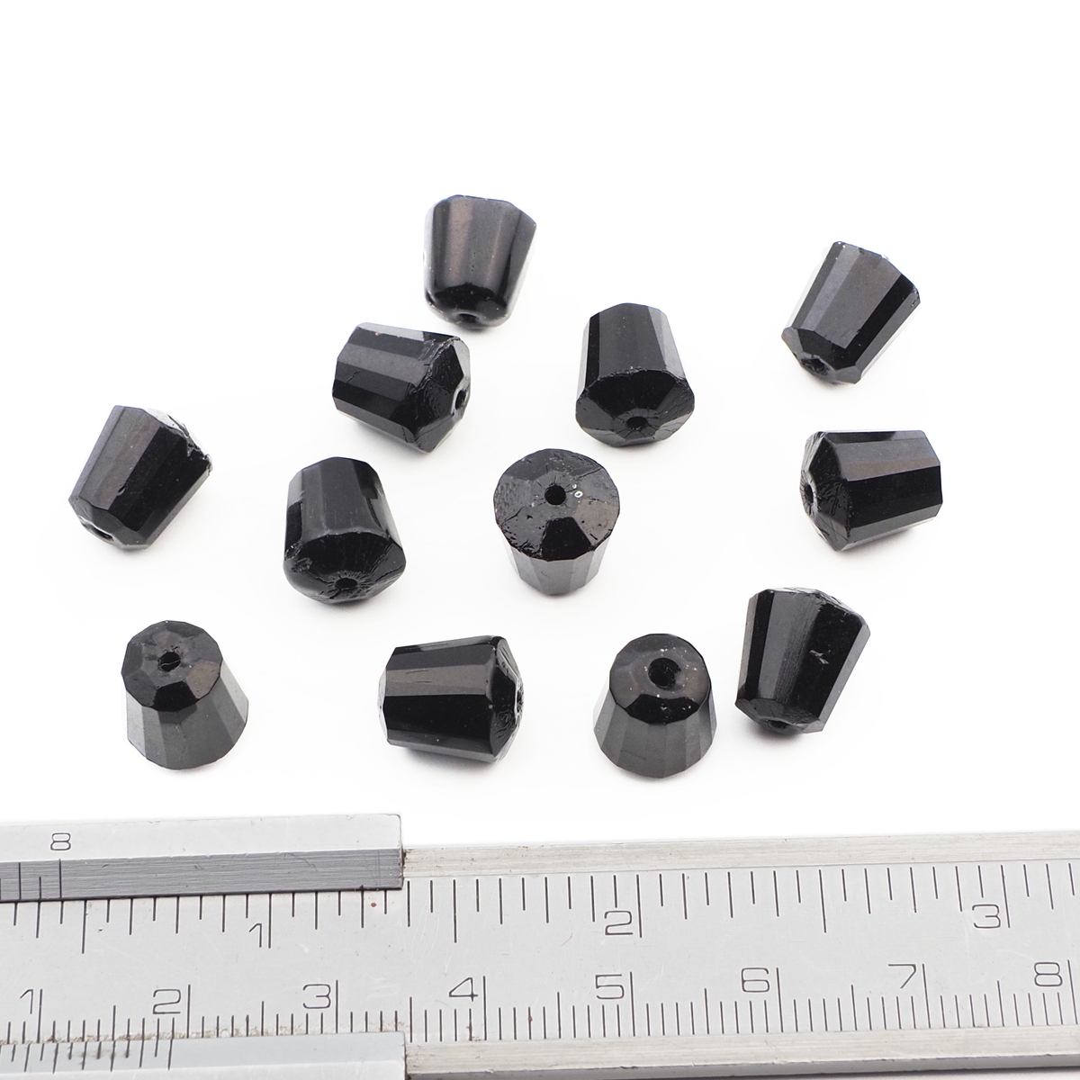 Lot (12) Czech antique cone faceted glass beads 10mm