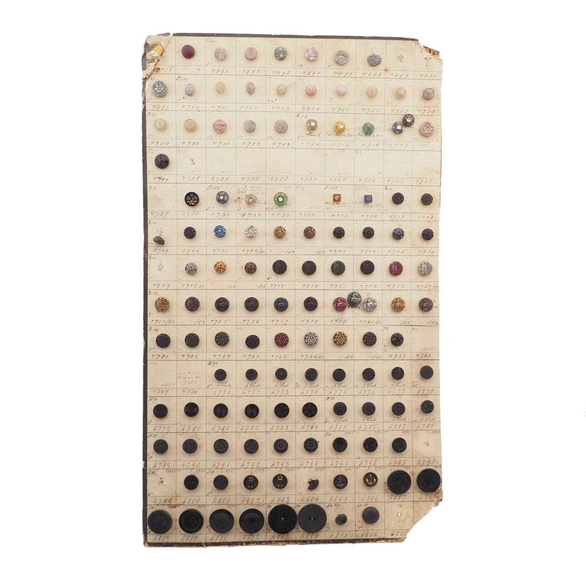 Sample card (118) Czech antique glass buttons