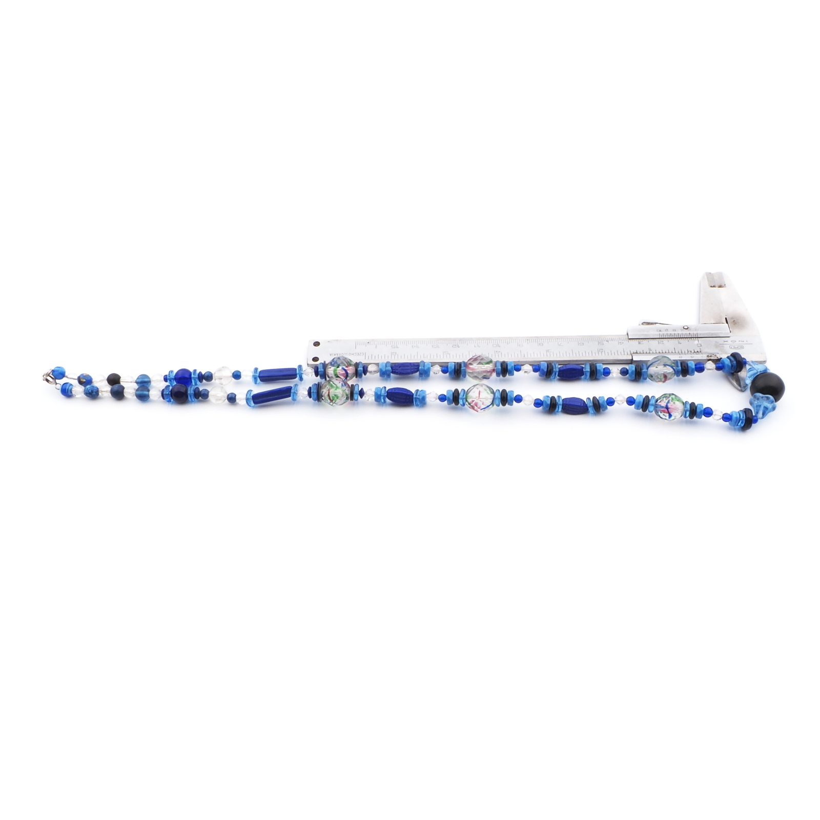 Vintage Czech necklace crystal rainbow blue glass beads
