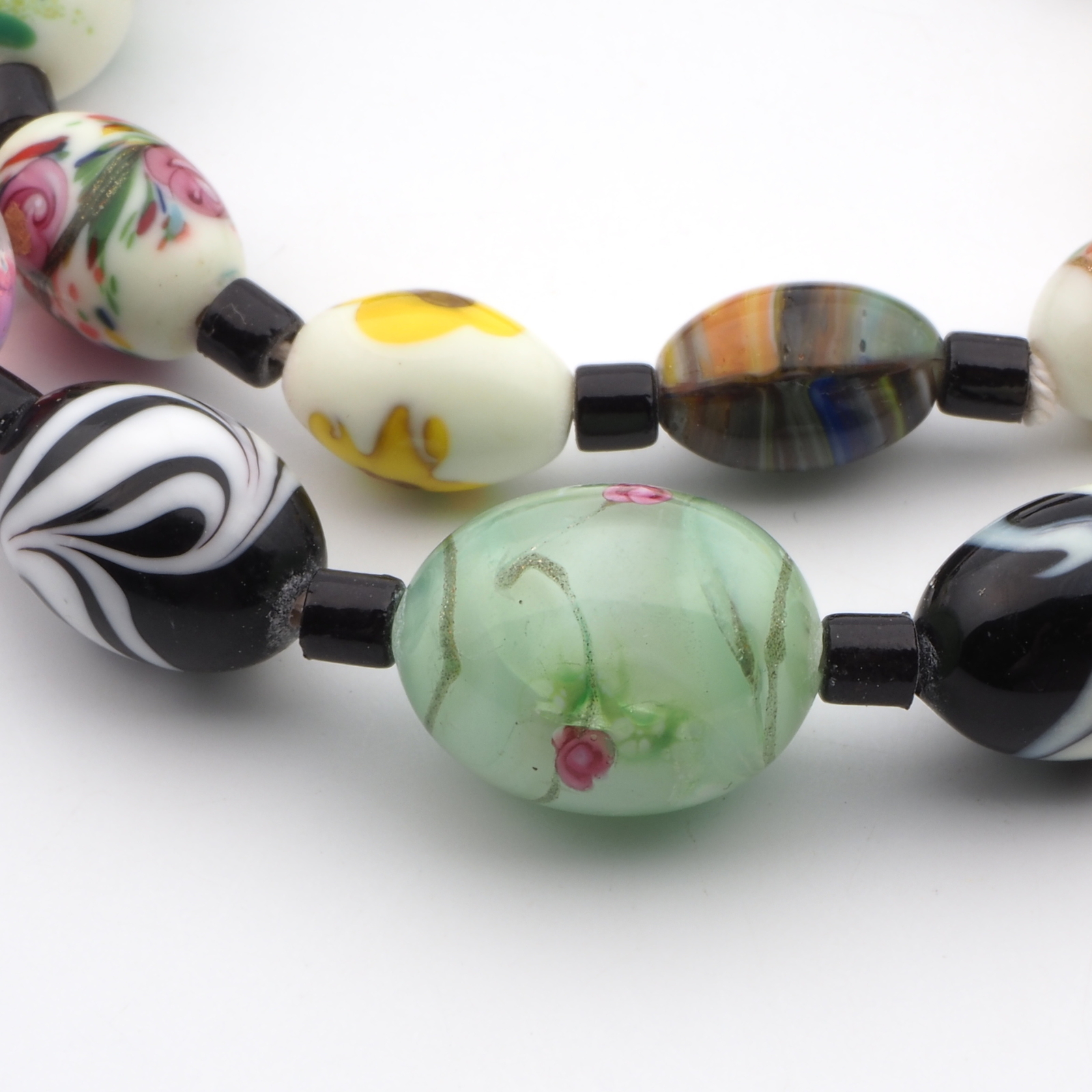 Vintage Czech necklace lampwork dragons breath glass beads