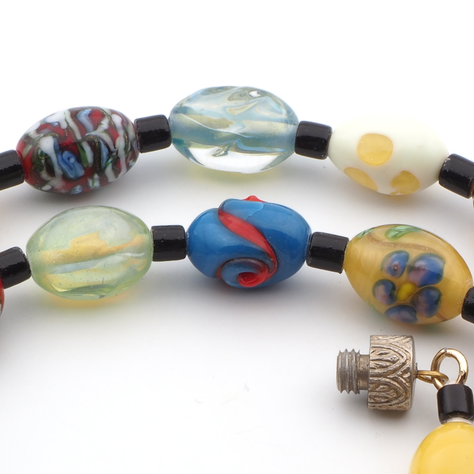 Vintage Czech necklace lampwork dragons breath glass beads