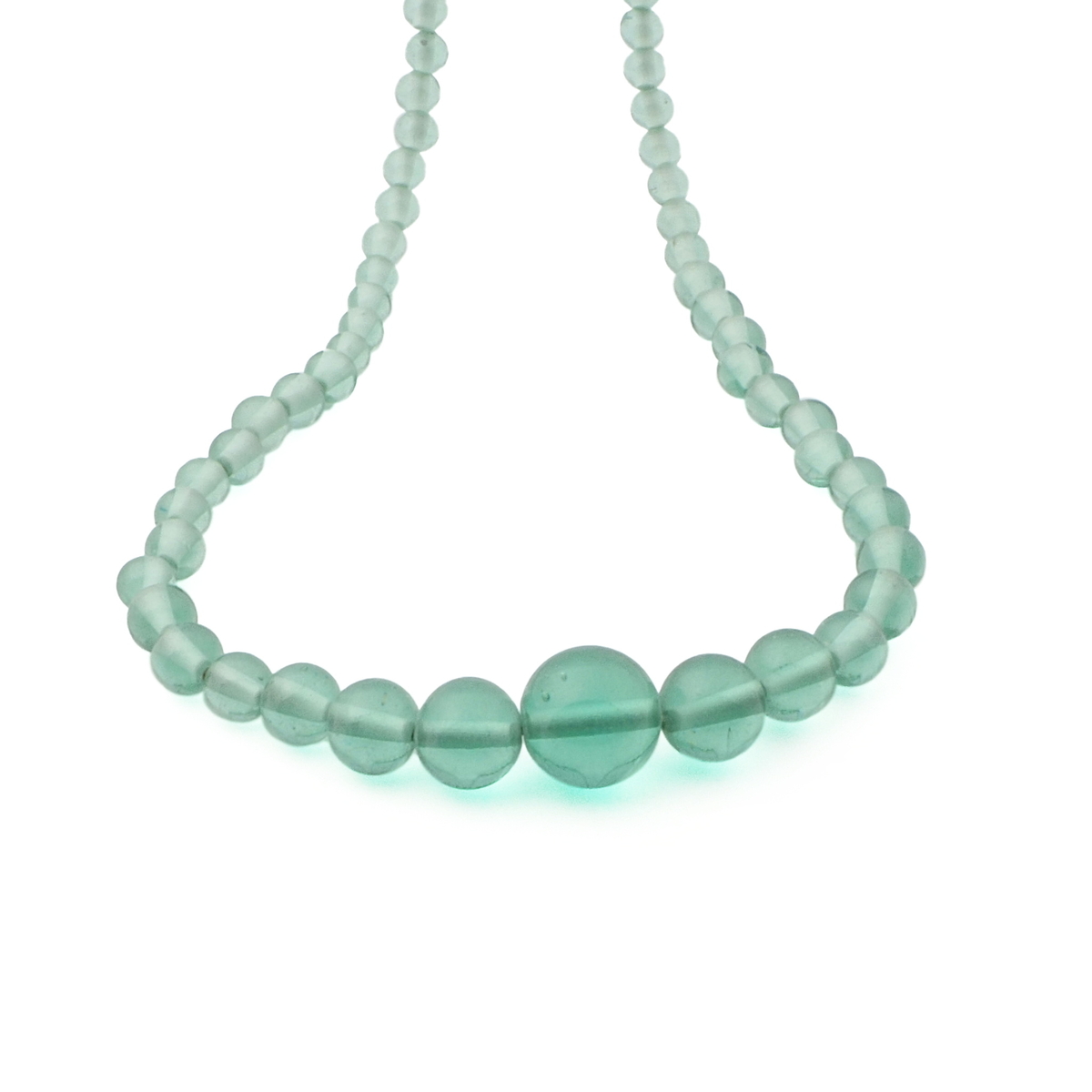Vintage Czech necklace gradual transparent green round glass beads