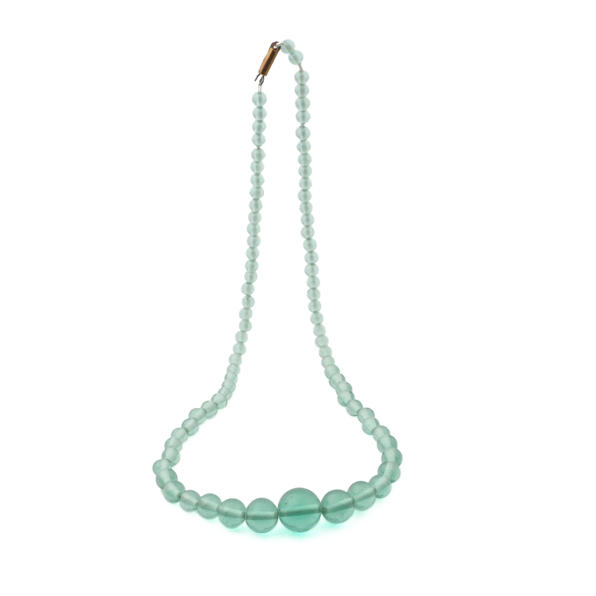 Vintage Czech necklace gradual transparent green round glass beads