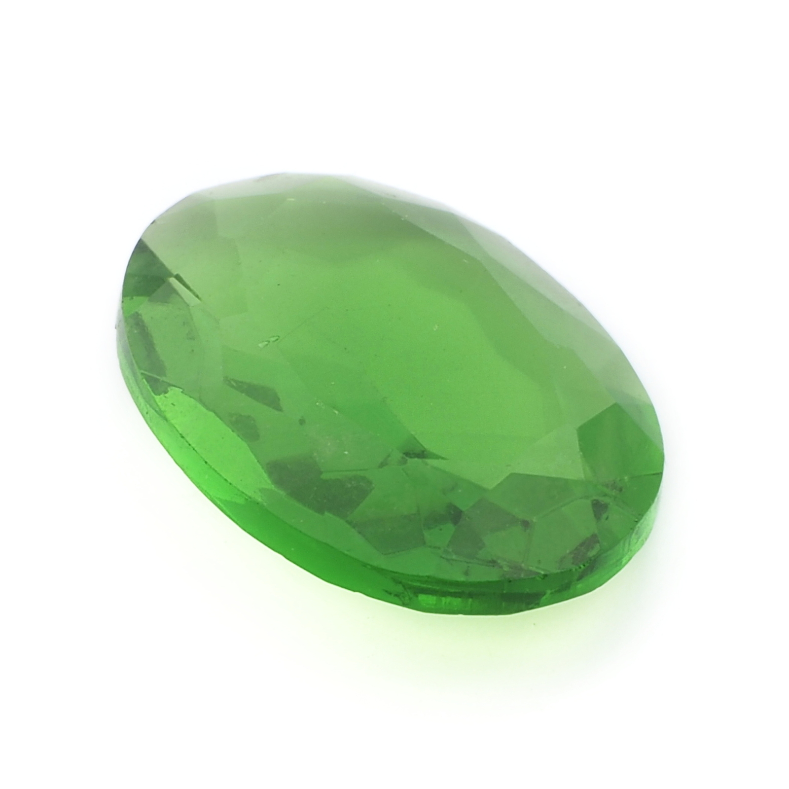 Large Czech vintage oval faceted green glass rhinestone 40x30mm