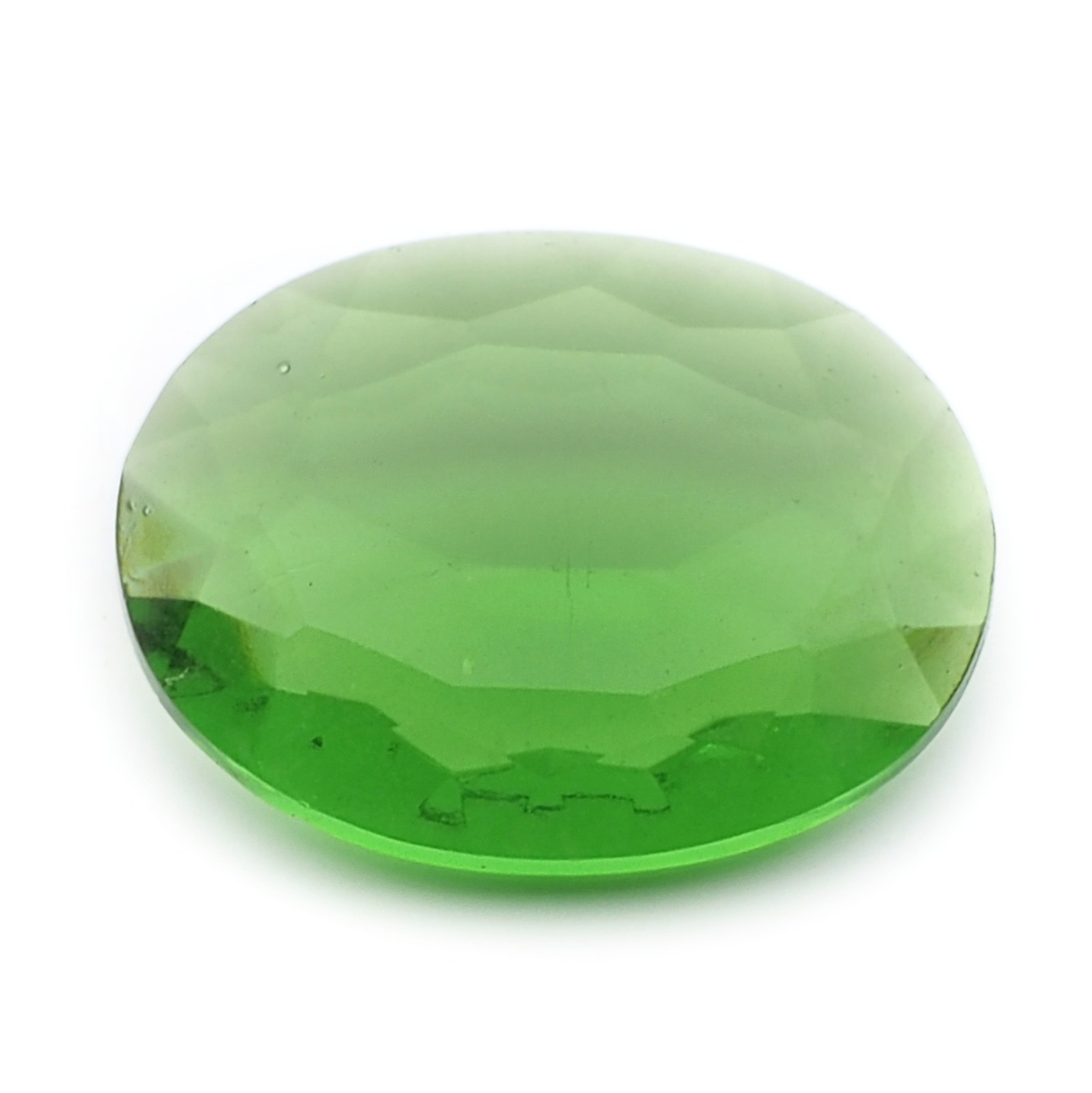 Large Czech vintage oval faceted green glass rhinestone 40x30mm