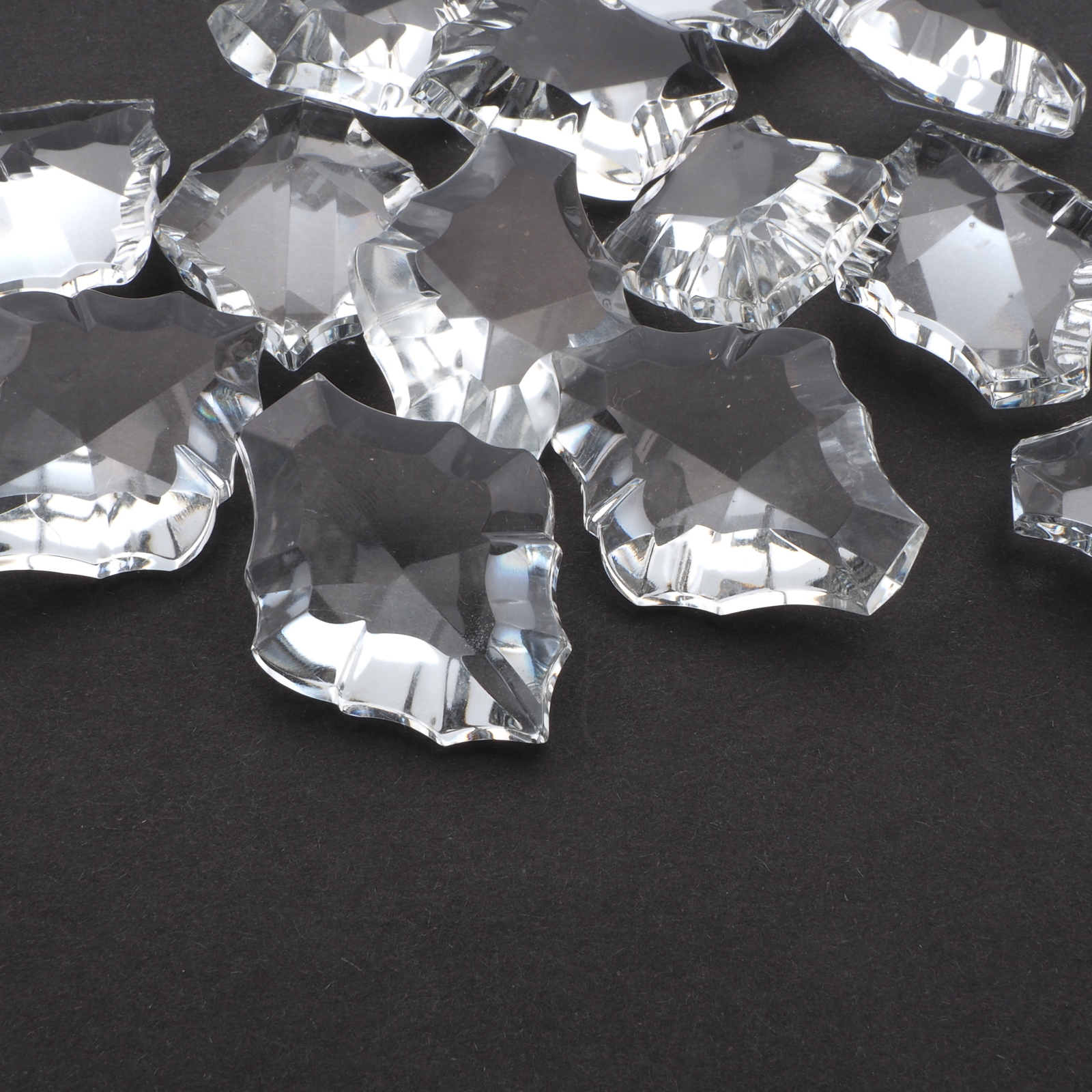 Large Czech vintage baroque clear glass rhinestone prism 47x36mm