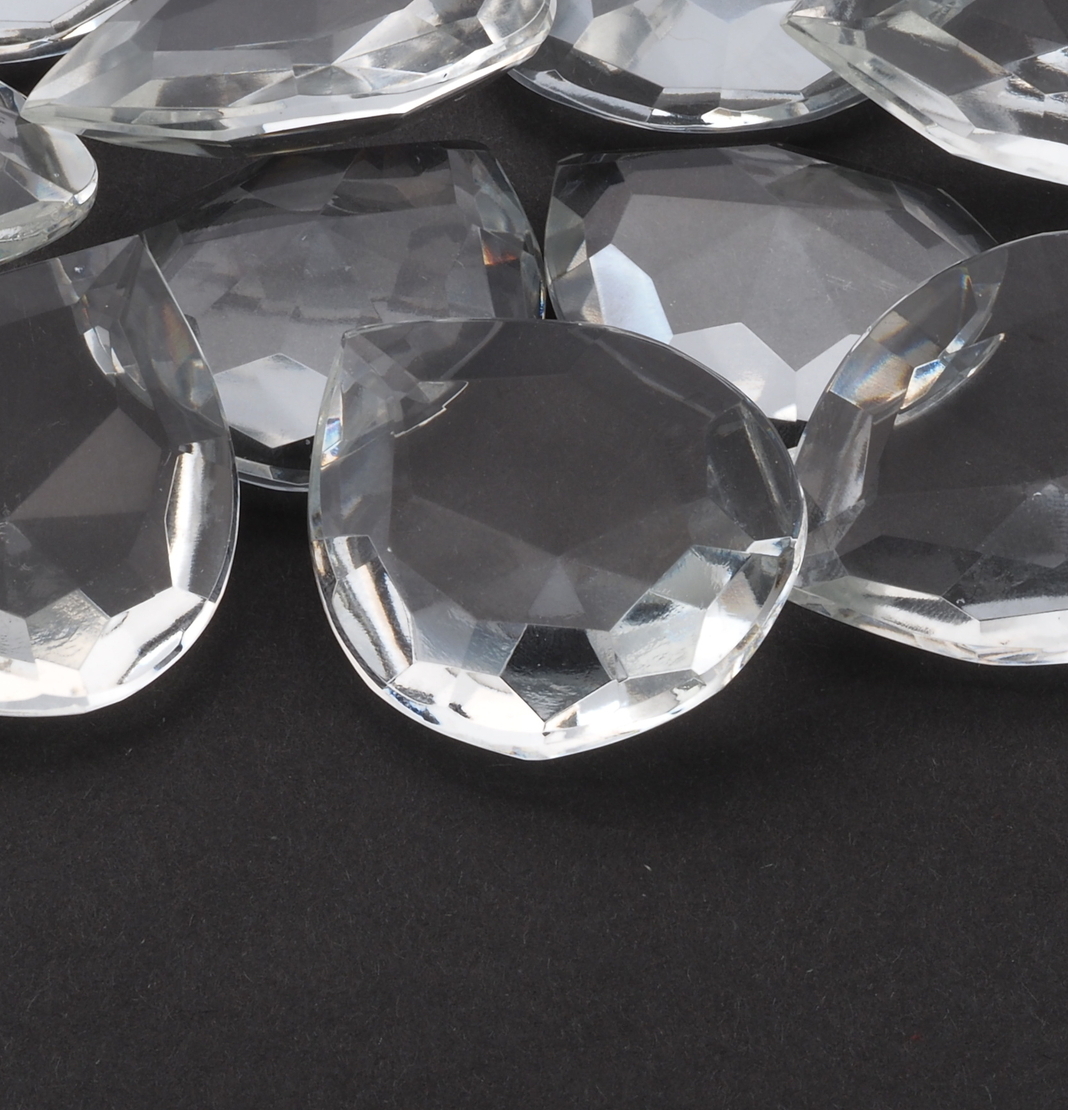 Large Czech vintage teardrop faceted clear glass rhinestone 50x40mm