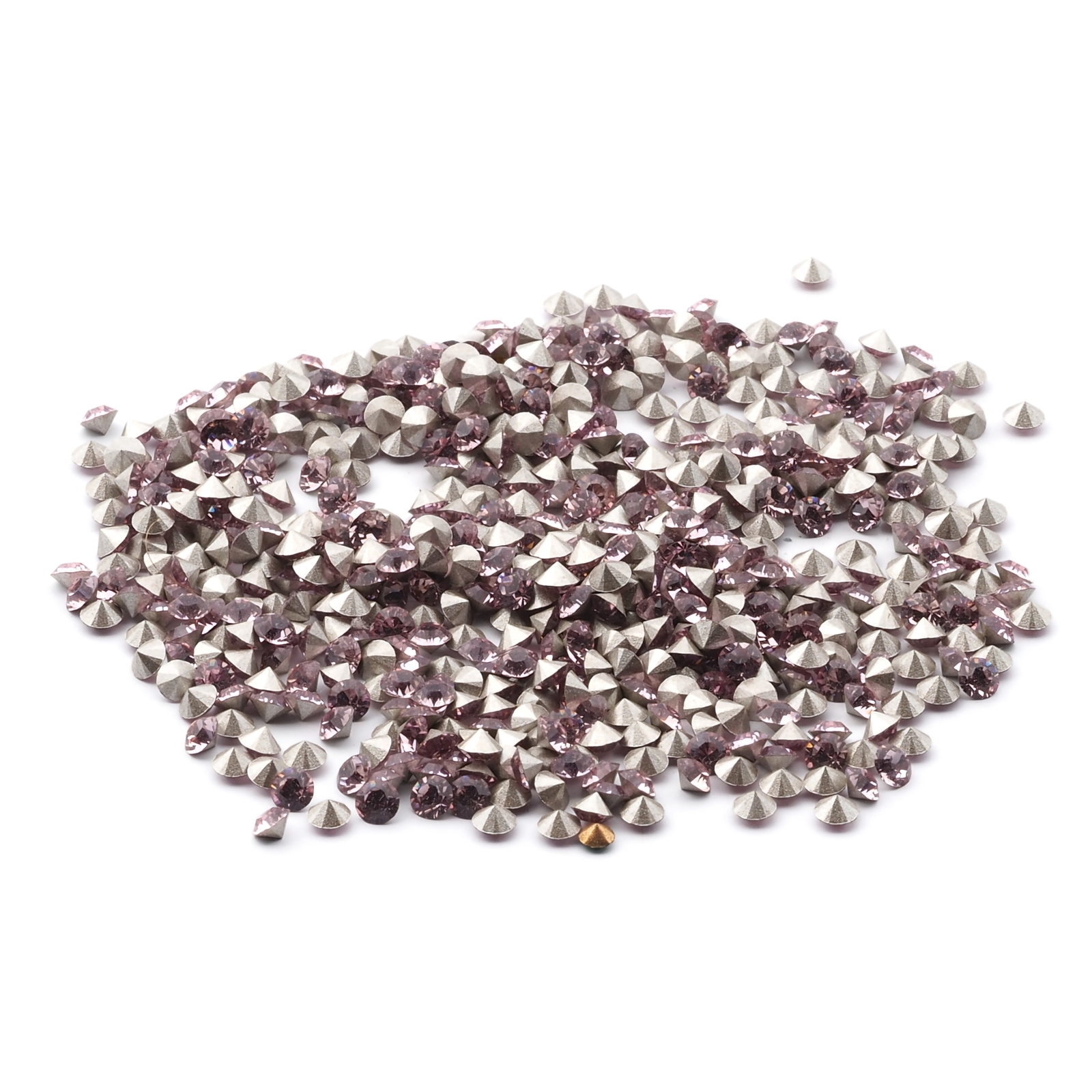 Lot (600) Czech vintage foiled pale purple round glass rhinestones 3mm
