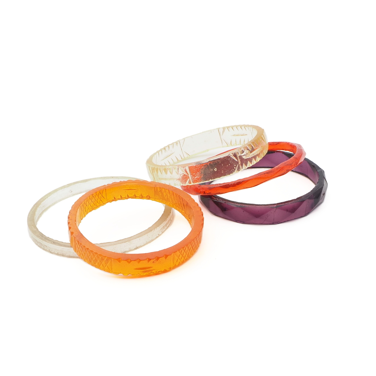 Lot (5) antique Nouveau Czech glass bangles