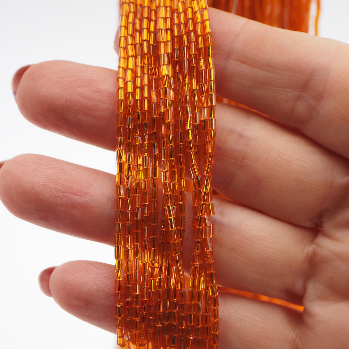 Master Hank orange silver lined metallic bugle glass beads 300g 11/0 Vintage Czech
