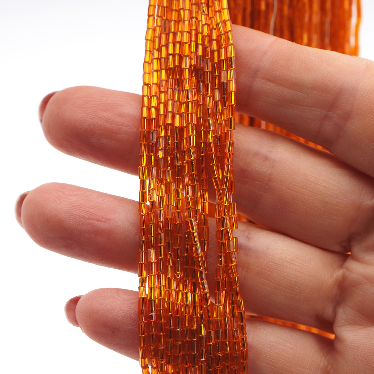 Master Hank orange silver lined metallic bugle glass beads 300g 11/0 Vintage Czech