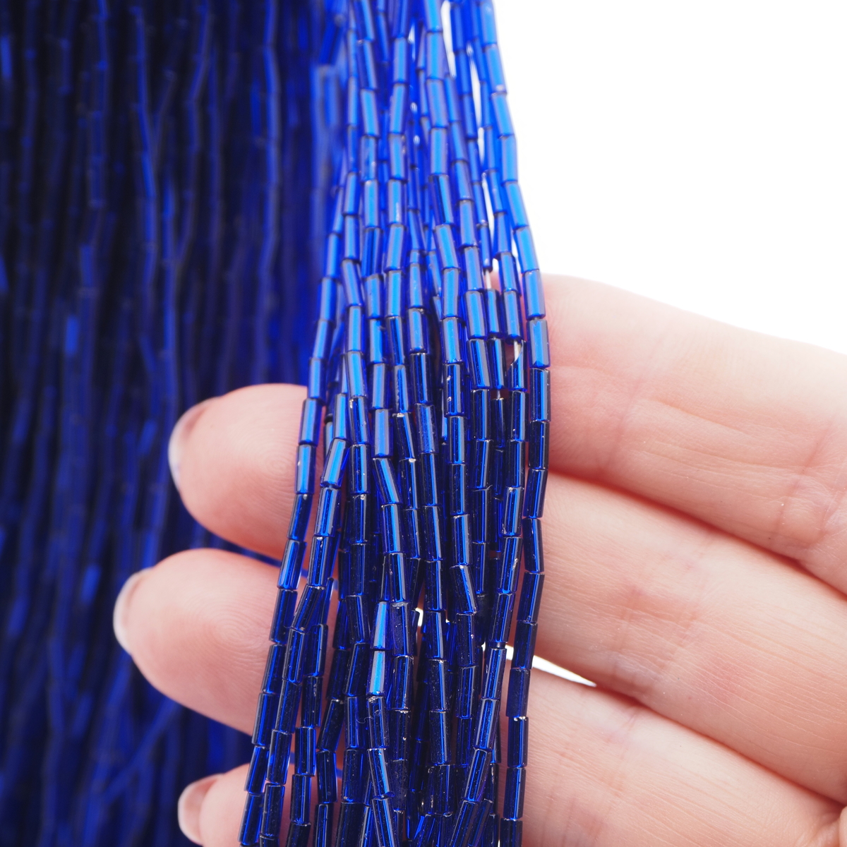 Master Hank sapphire blue silver lined metallic bugle glass beads 495g 11/0 Vintage Czech