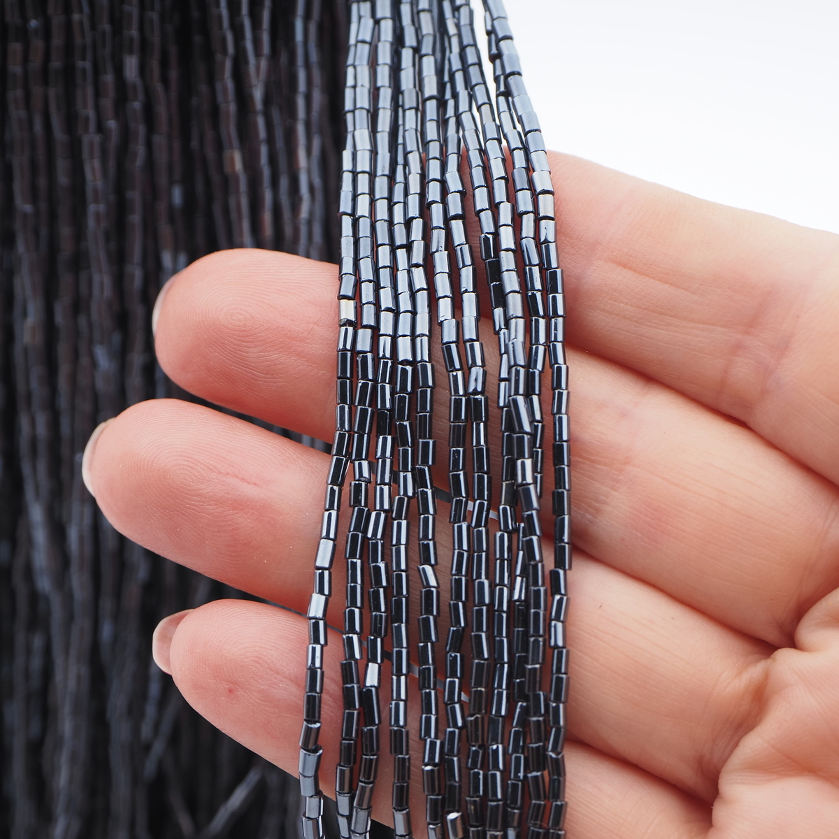 Master Hank Hematite Black lustre bugle glass beads 490g 12/0 Vintage Czech