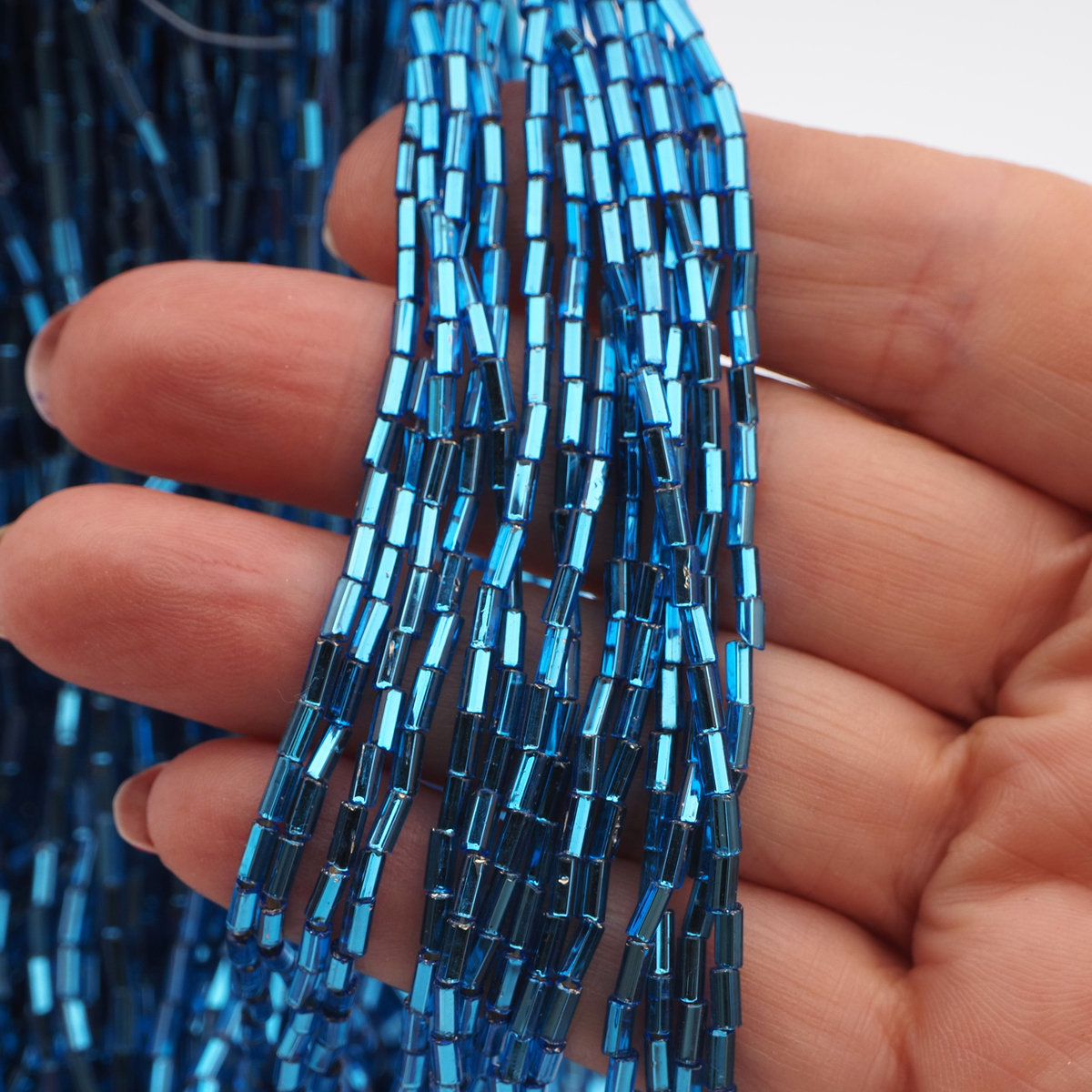 Master Hank aqua blue silver lined hexagon bugle glass beads 290g 11/0 Vintage Czech