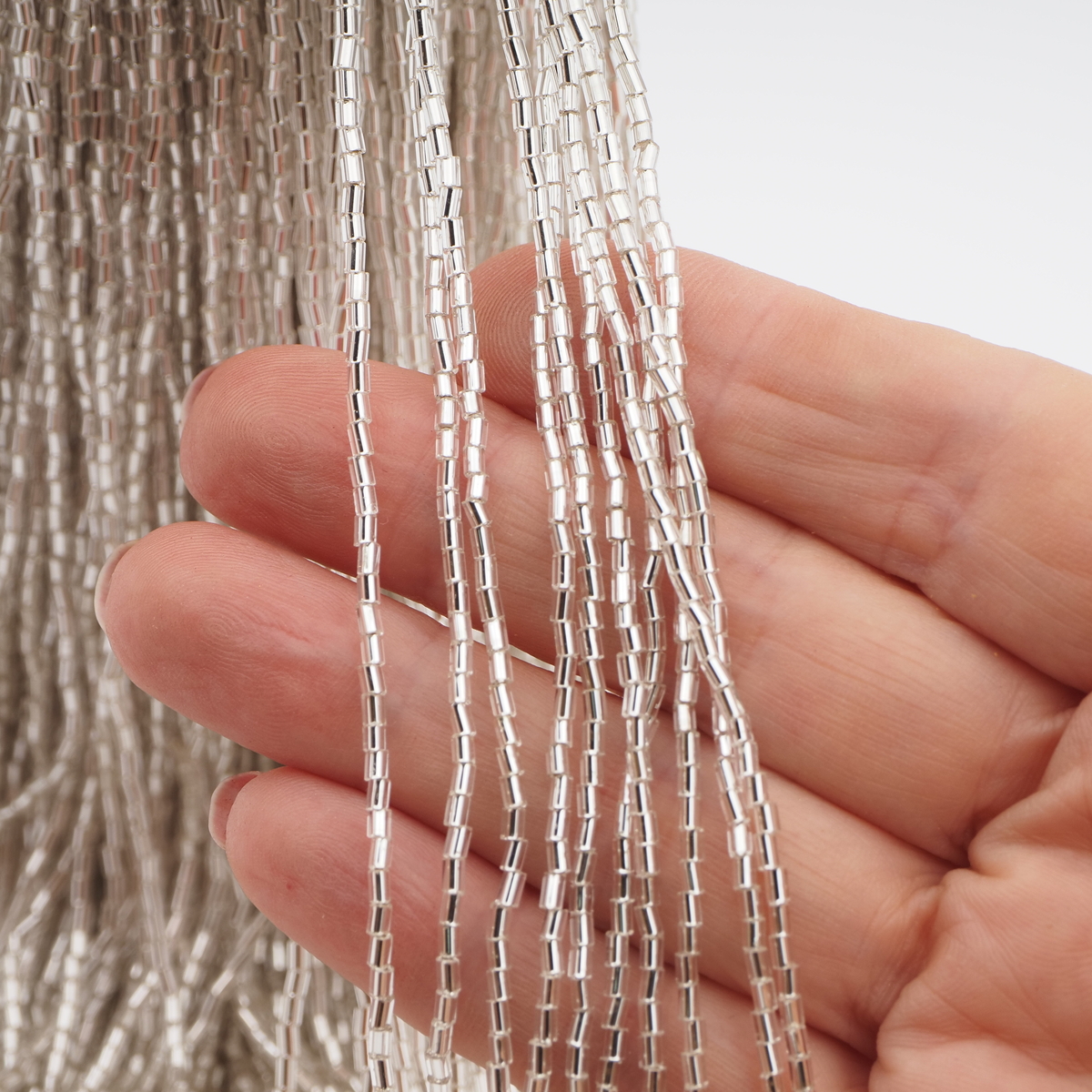 Master Hank clear crystal silver lined bugle seed glass beads 500g 14/0 Vintage Czech