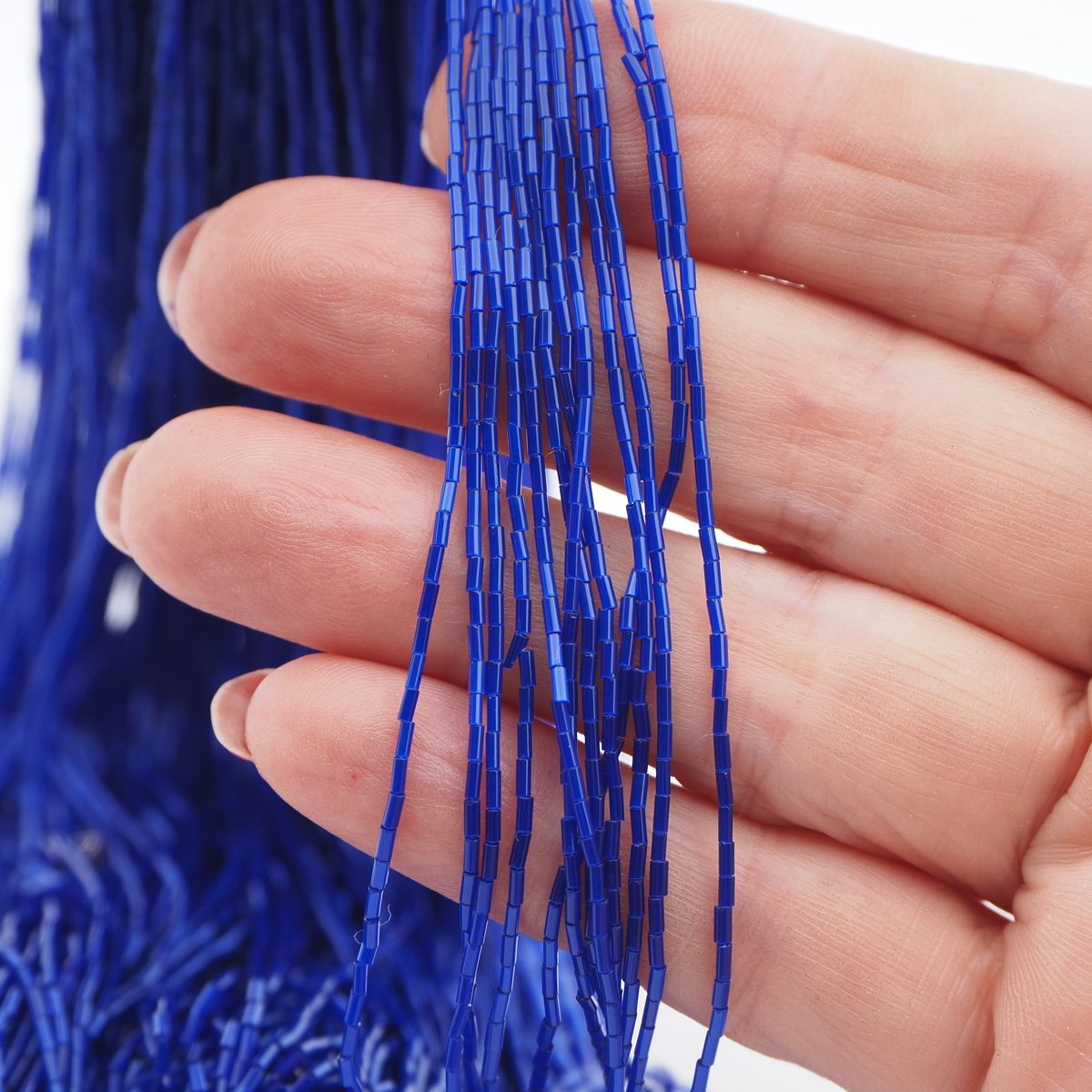 Master Hank sapphire blue bugle seed glass beads 90g 17/0 Vintage Czech