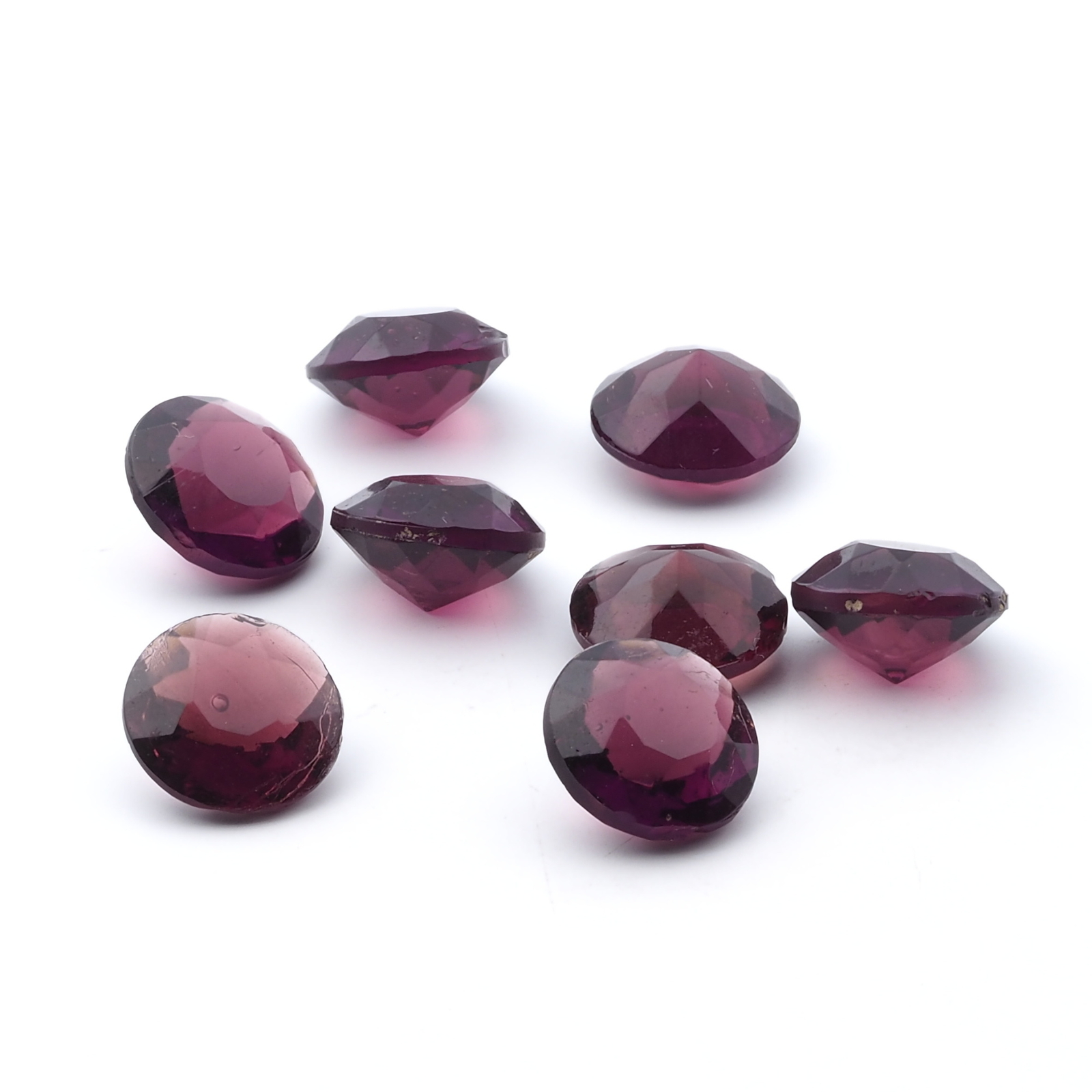 Lot (8) large Czech vintage round faceted purple amethyst glass rhinestones 13mm