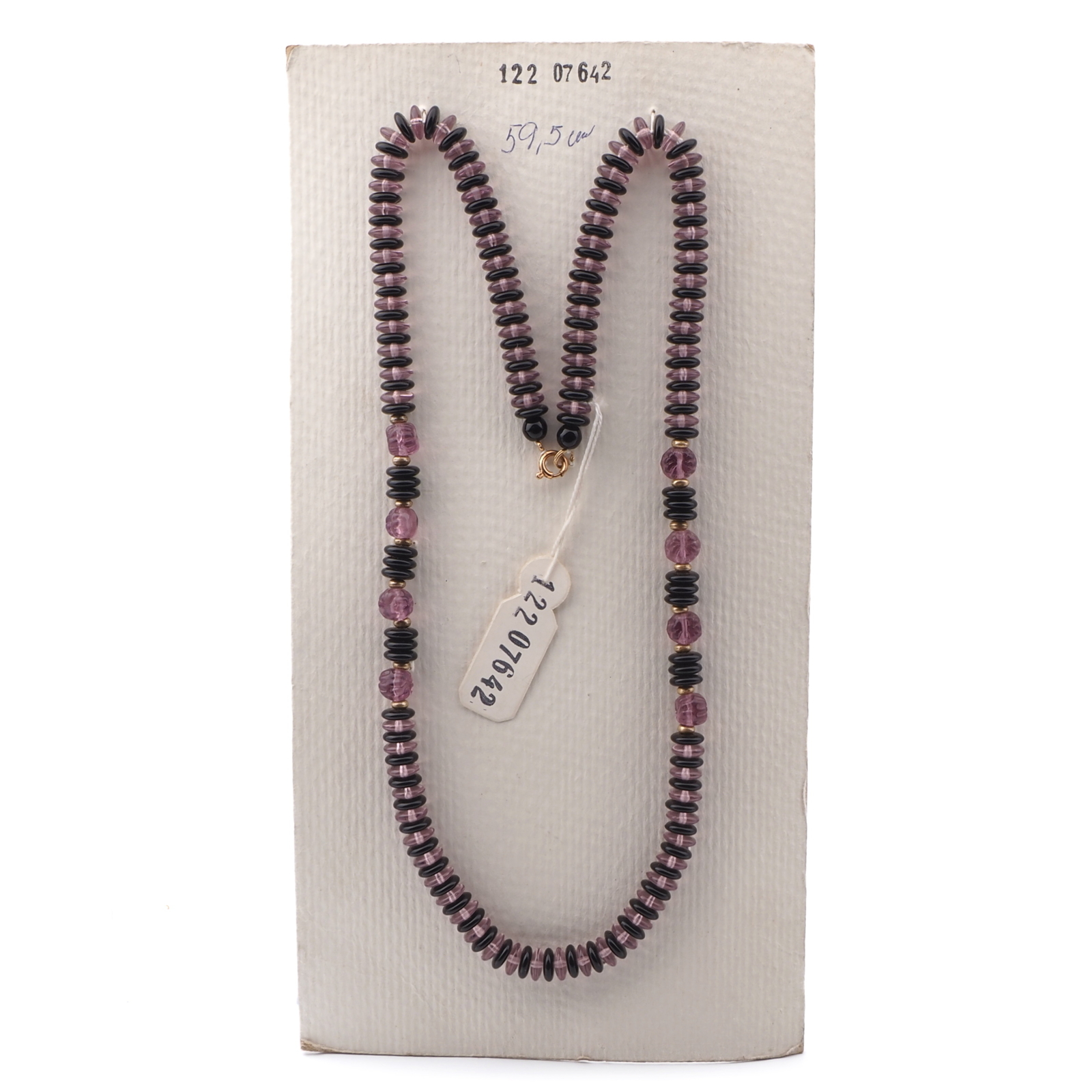 Vintage Czech black purple glass bead necklace