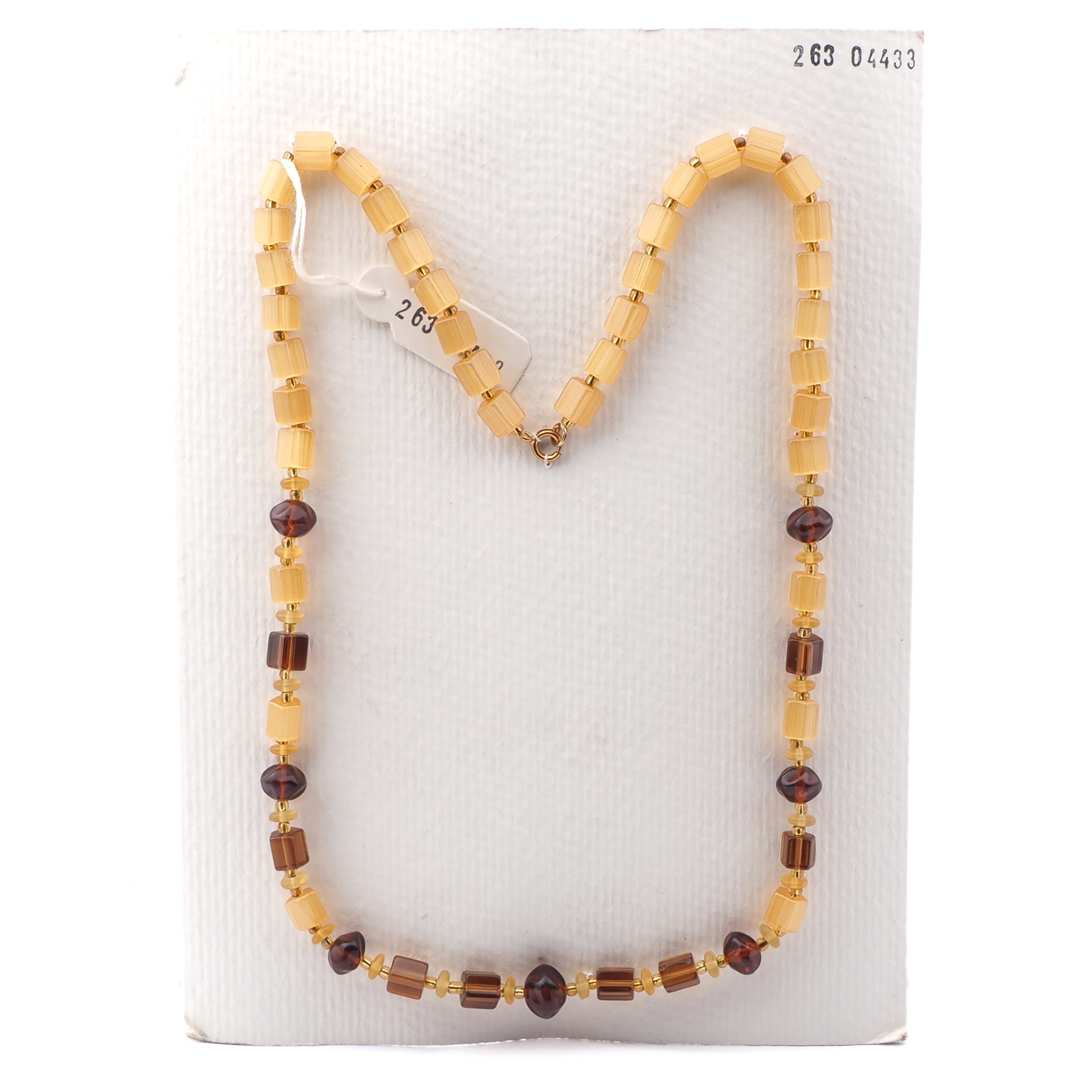 Vintage Czech topaz satin atlas glass bead necklace