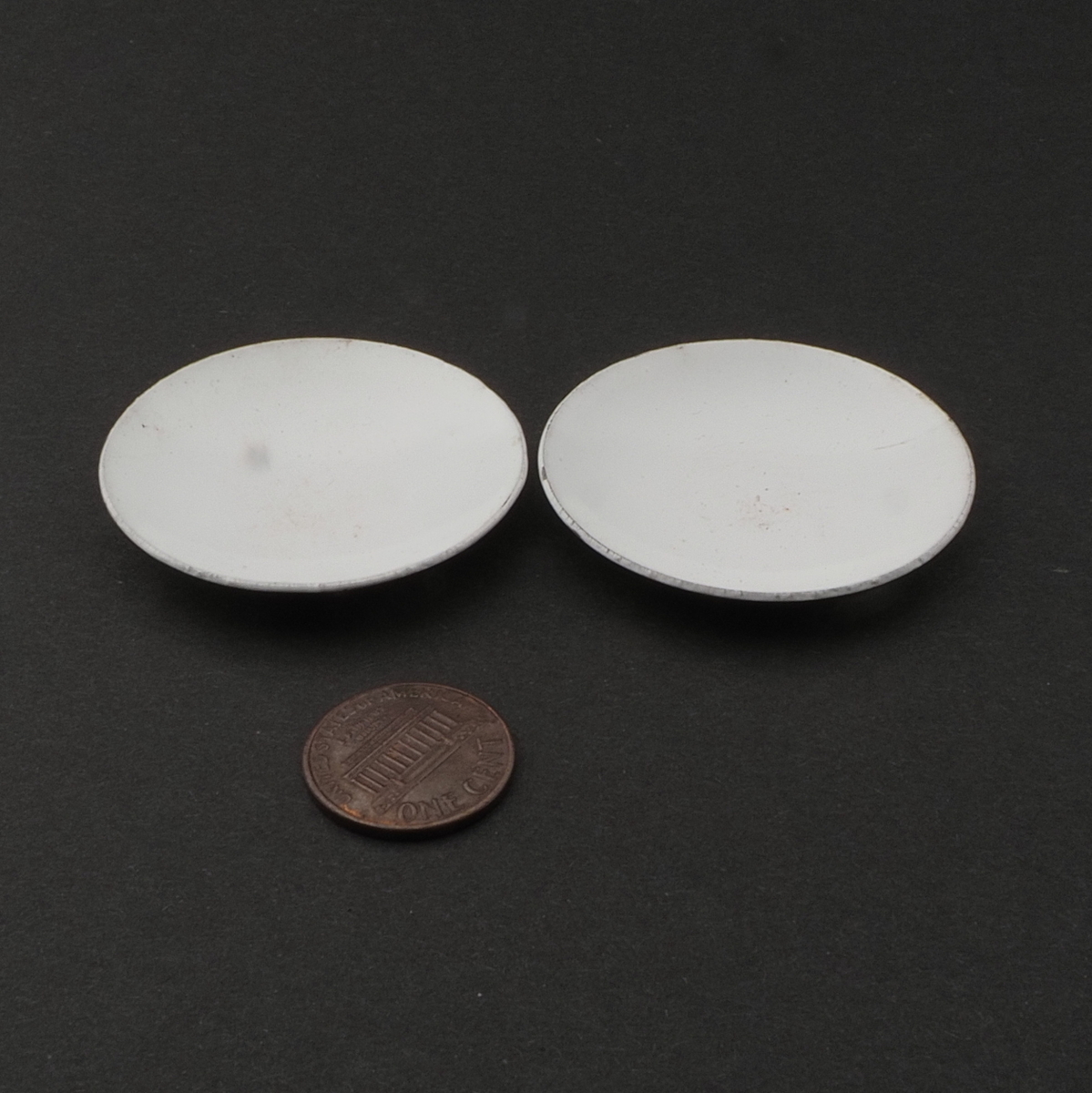 Lot (2) Vintage Czech rose flower white glass cabochon jewelry elements 44mm