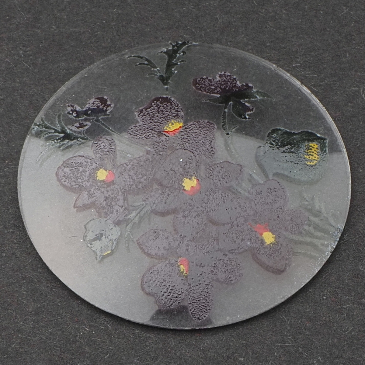 Vintage Czech floral clear glass cabochon jewelry element 35mm