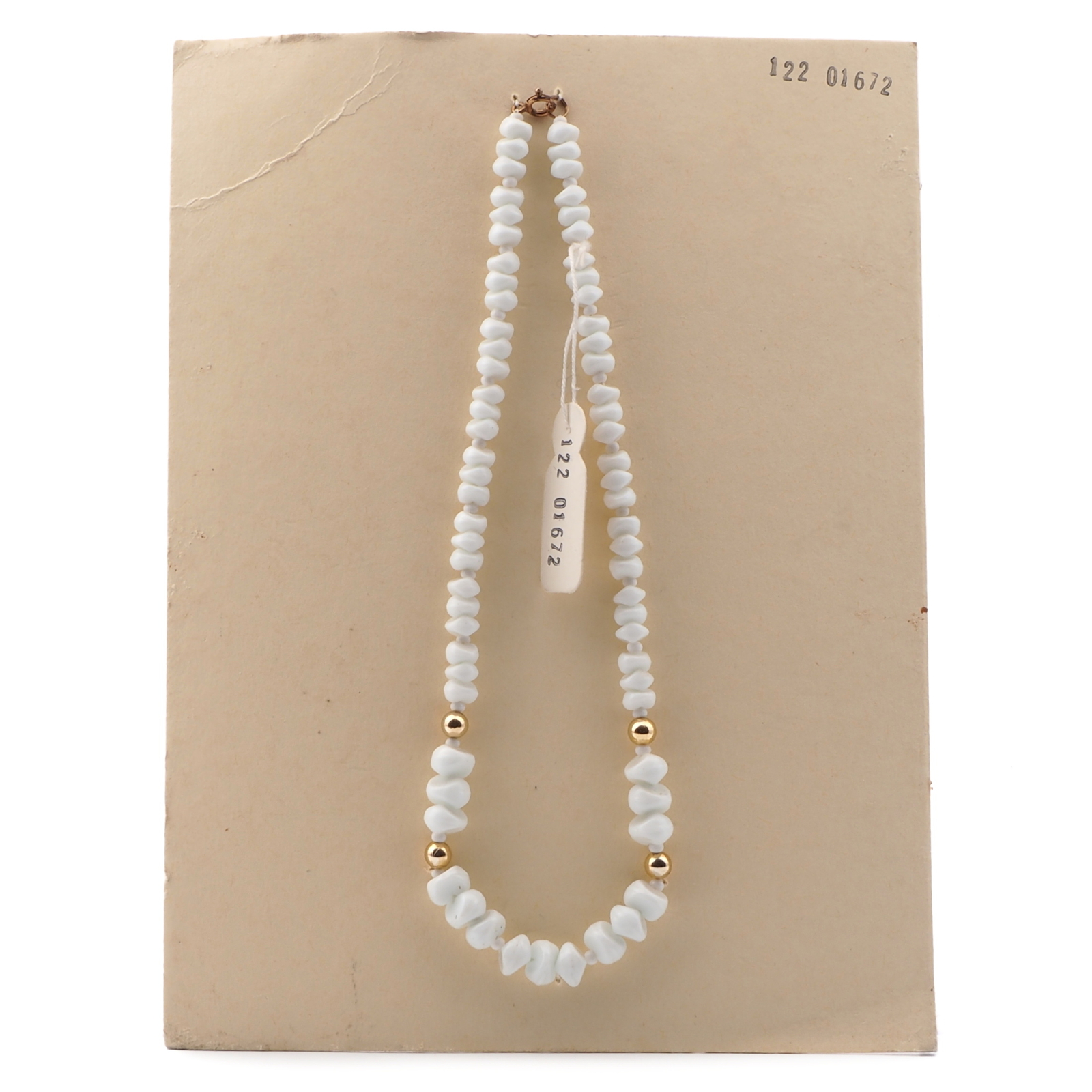 Vintage Czech necklace gradual white interlocking glass beads 