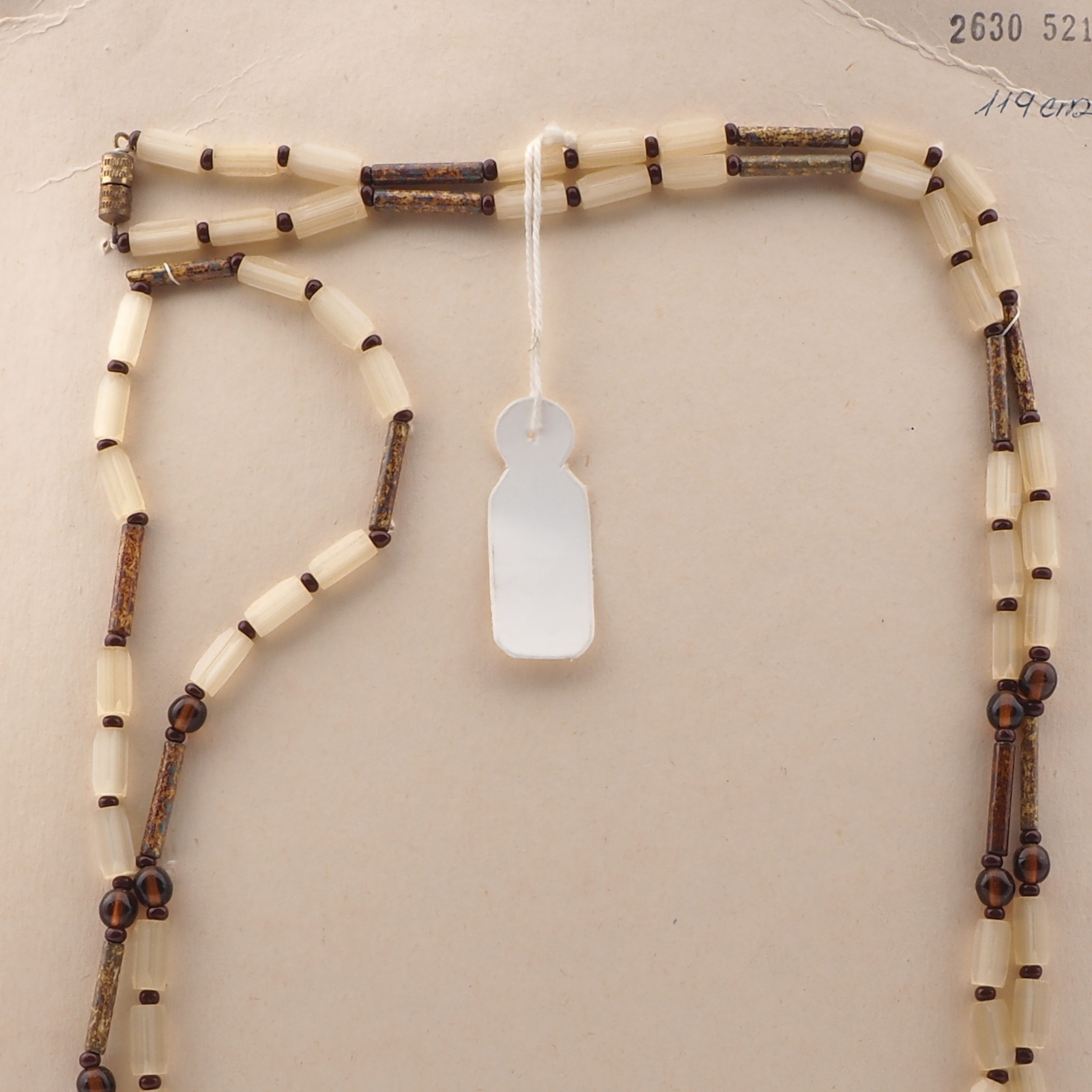Long vintage Czech necklace topaz satin atlas marble bugle green glass beads 47"