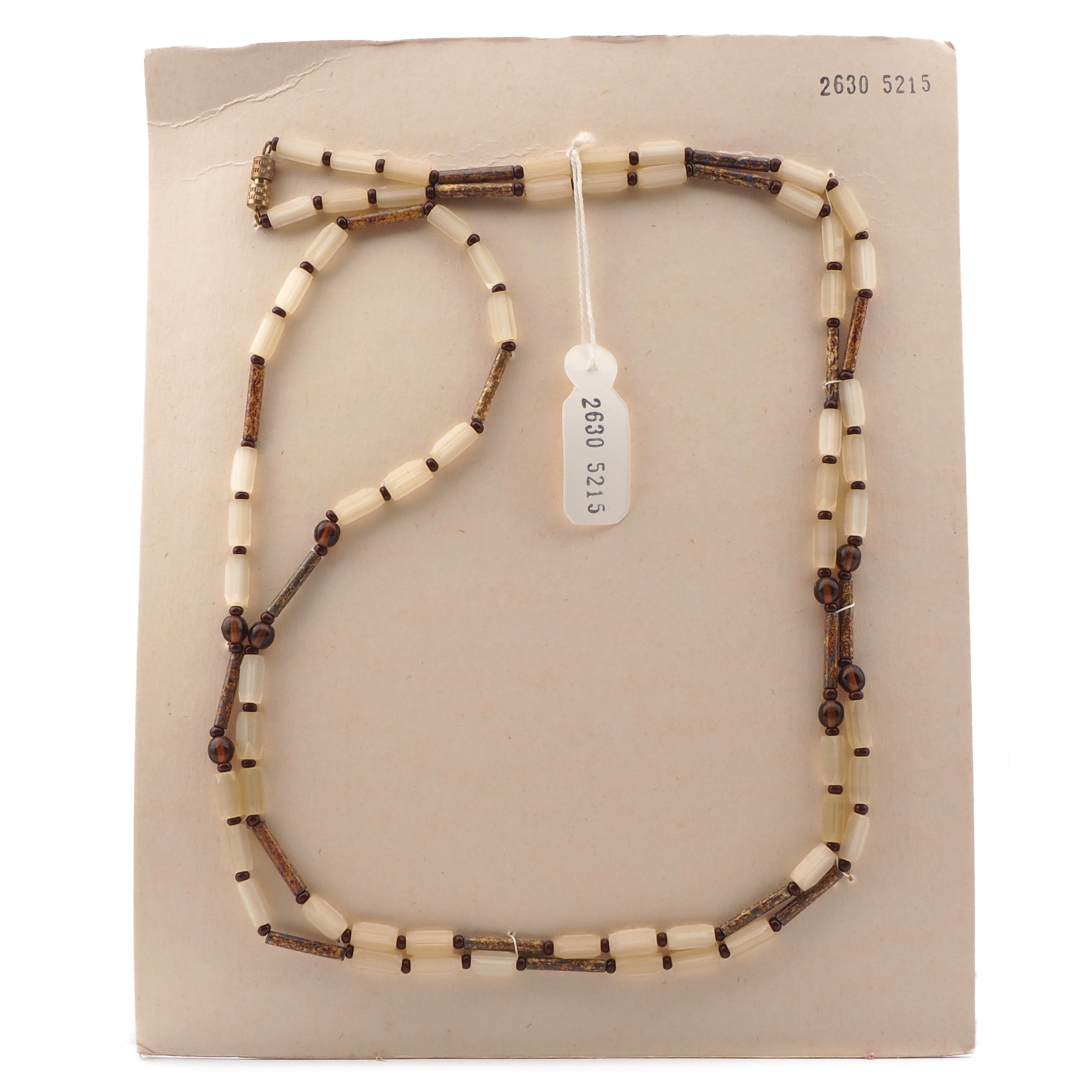 Long vintage Czech necklace topaz satin atlas marble bugle glass beads 47"